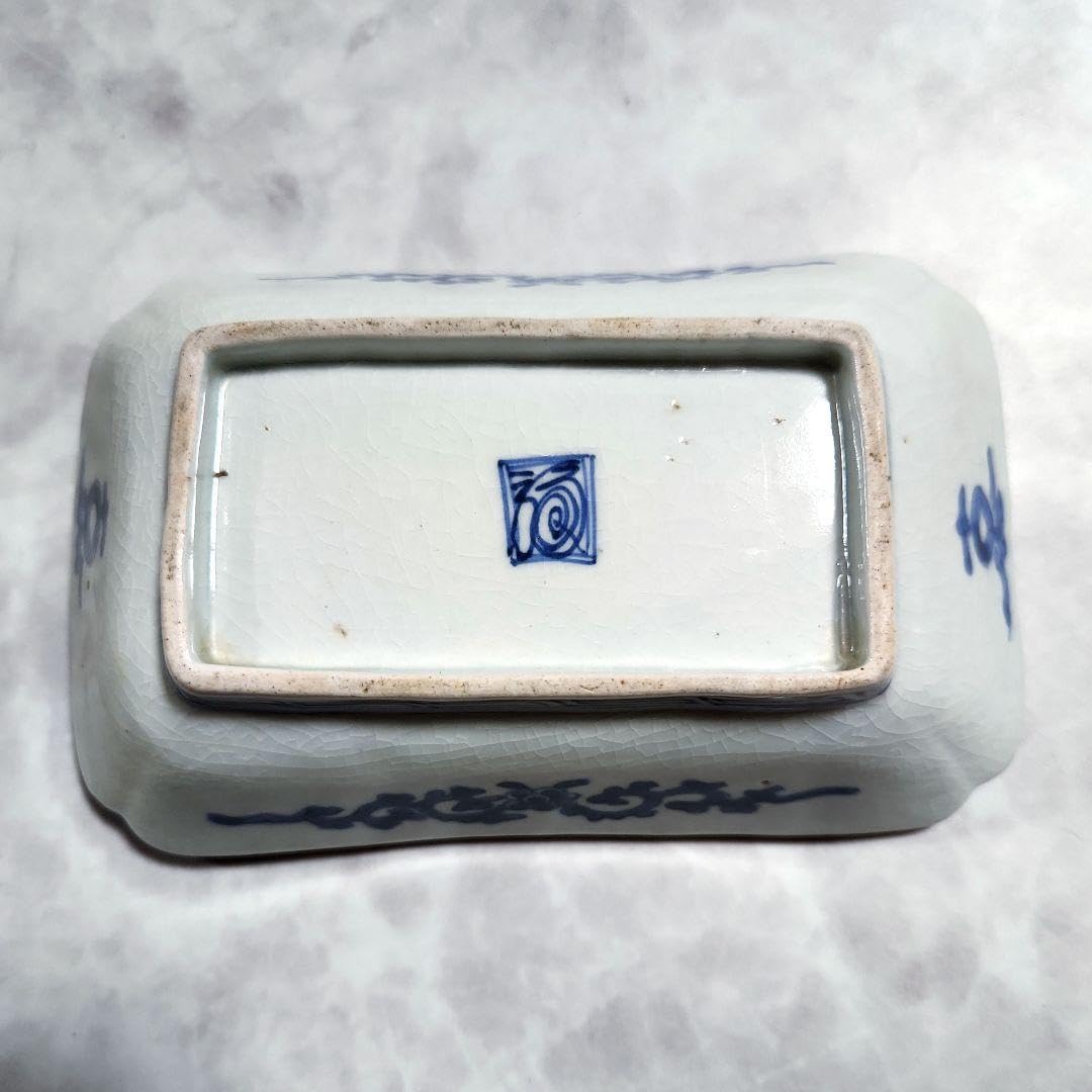古伊万里 染付 型紙摺 長皿 金継ぎ練習用 骨董 アンティーク 金継ぎ