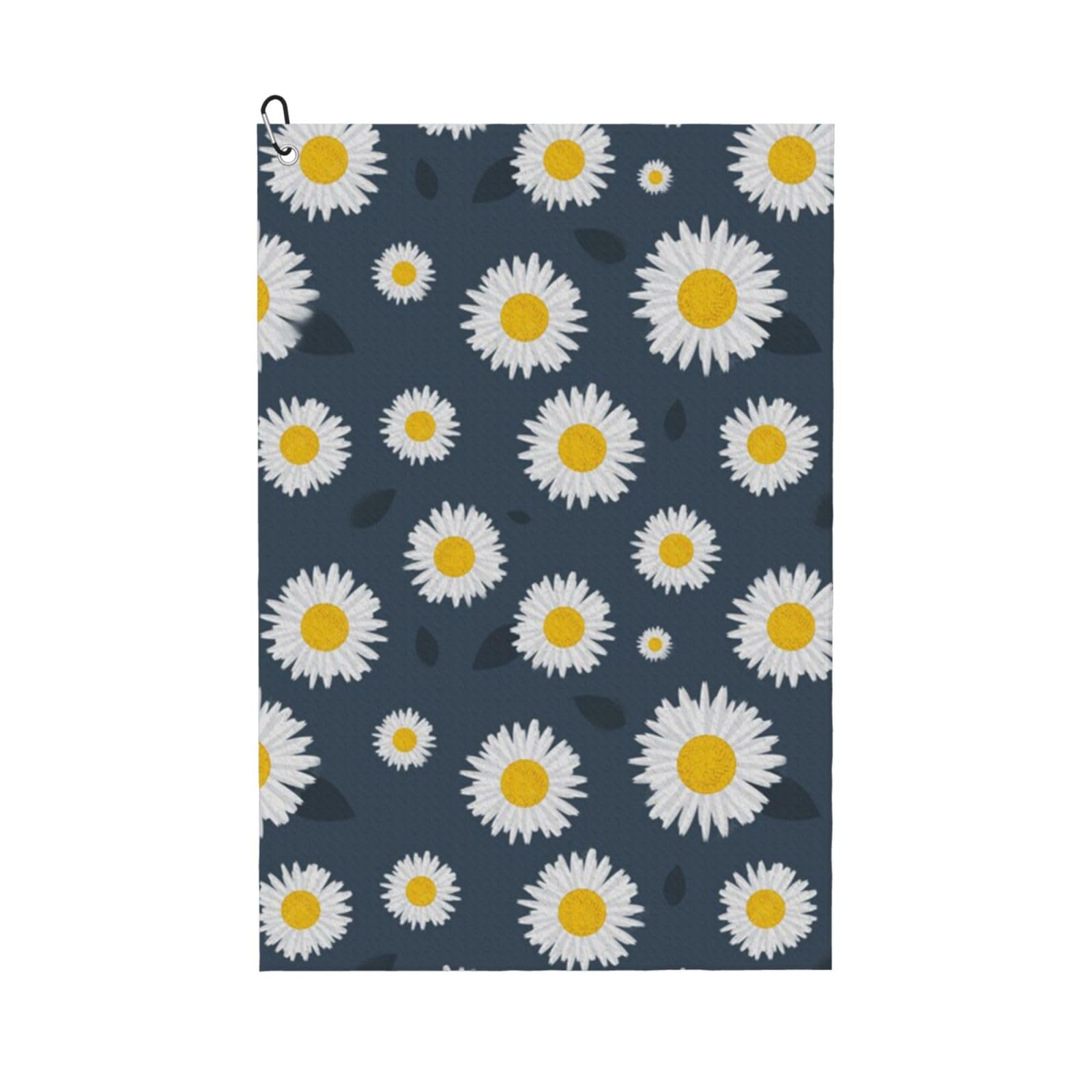 Sunflower Daisy Floral Neck, 16x24 in Portable Waffle Golf Towels with Carabiner Clip for Golf Bag