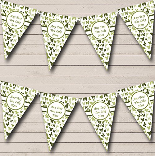 Beautiful Olive Green Butterfly Wedding Venue or Reception Bunting Banner