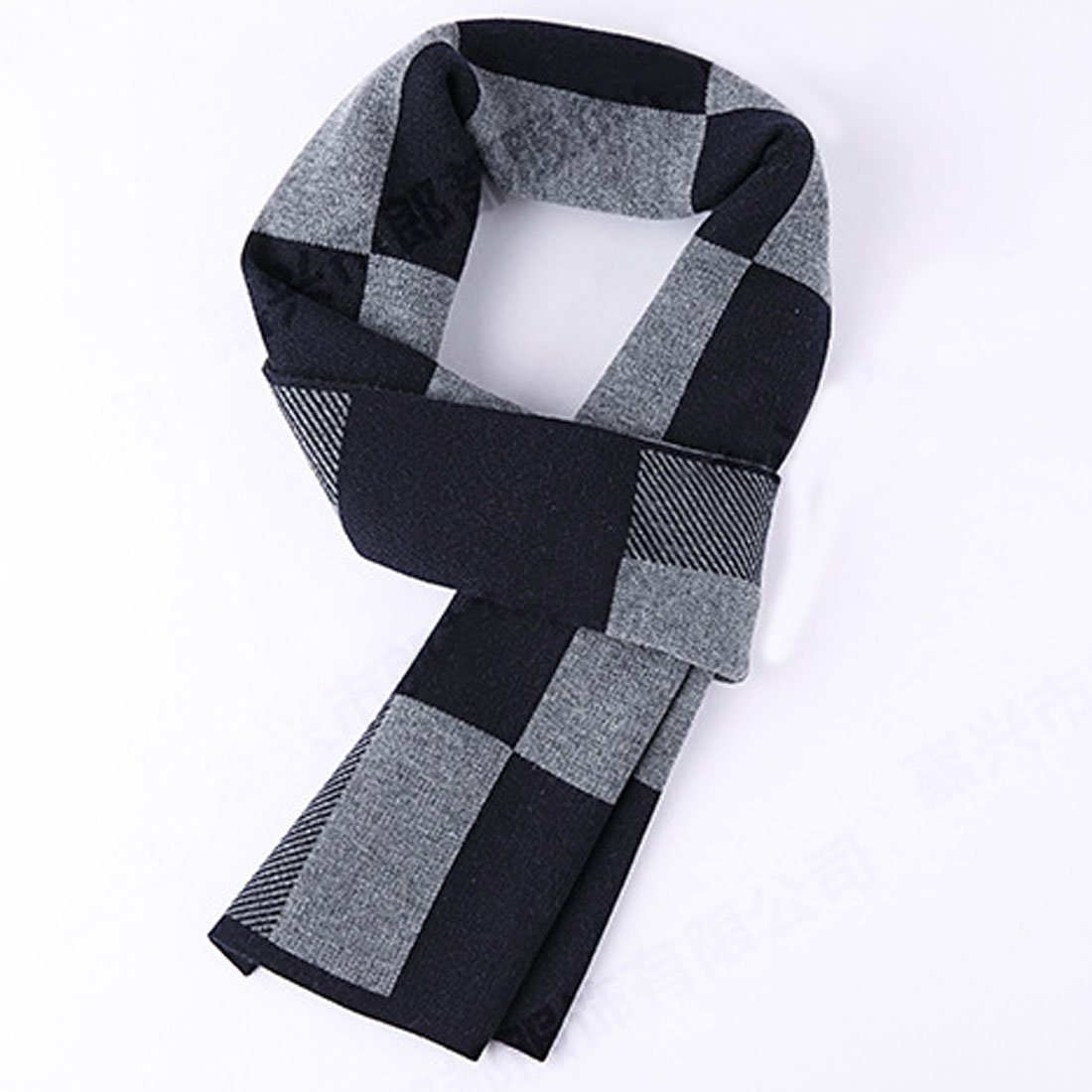 LerBen Mens Super Soft Winter Scarf Wool Blend Plaid Warm Scarves