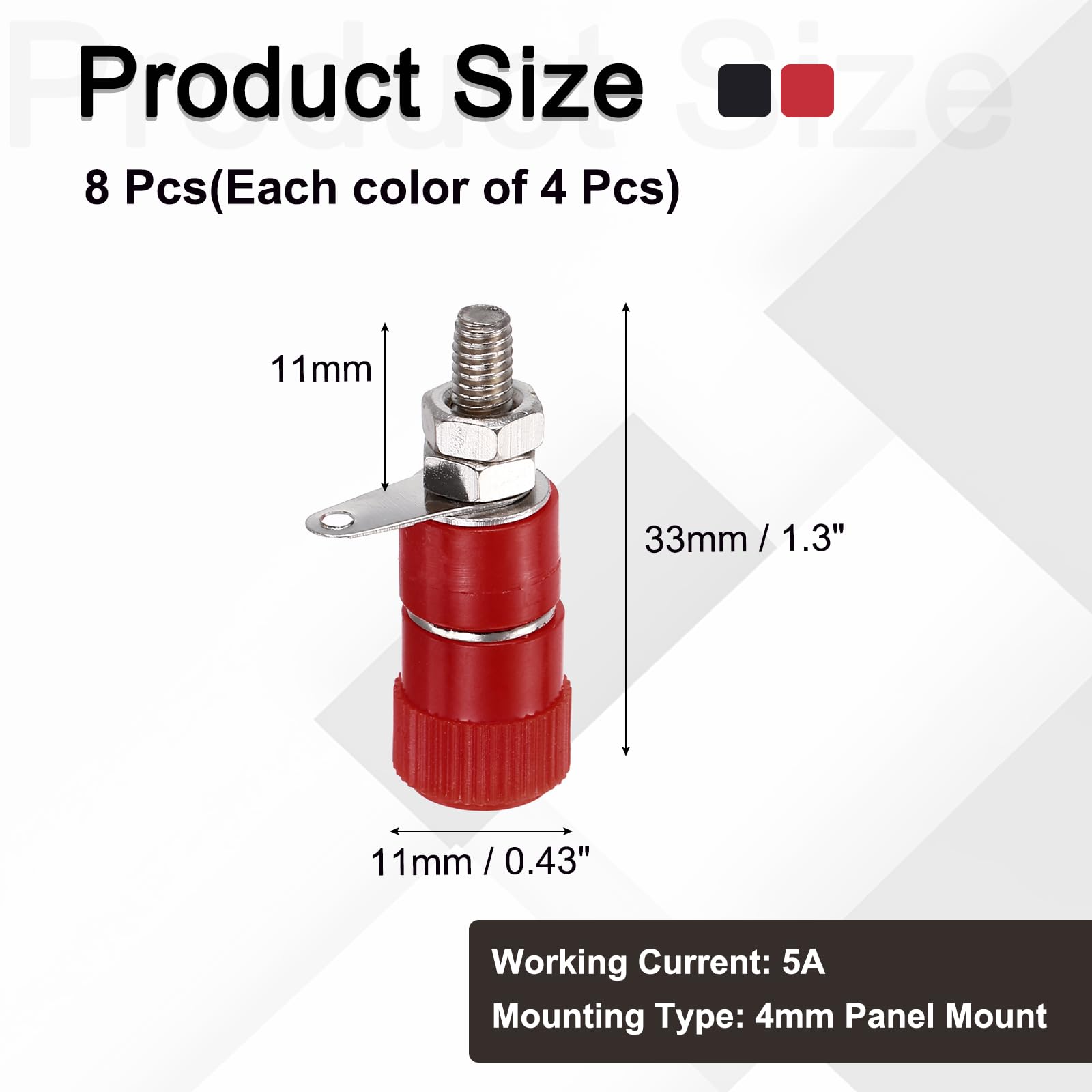 Amazon | uxcell 8個 バナナジャック 5A 4 x 4mm パネルマウント