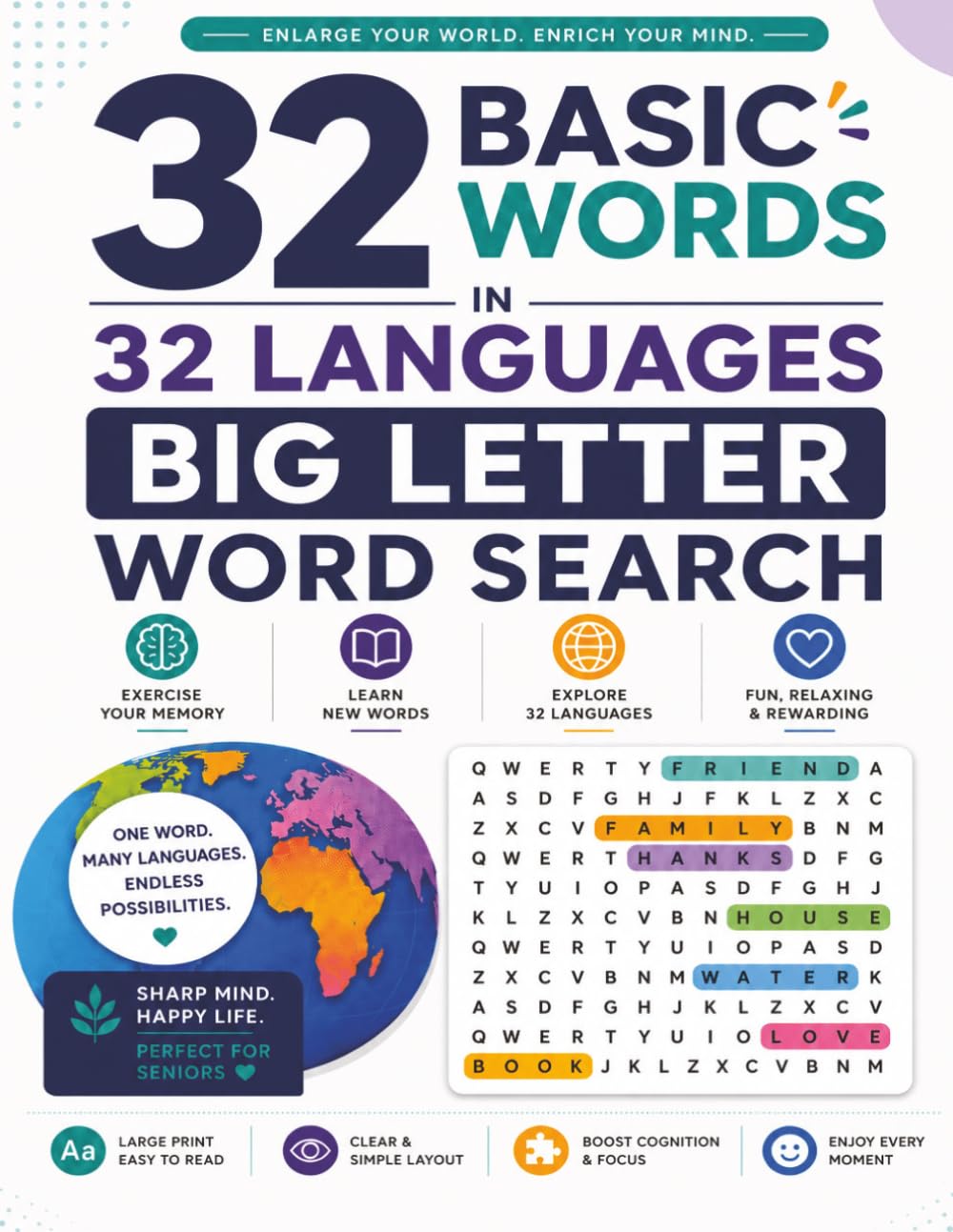 32 BASIC WORDS IN 32 LANGUAGES (32 WORDSEARCH)