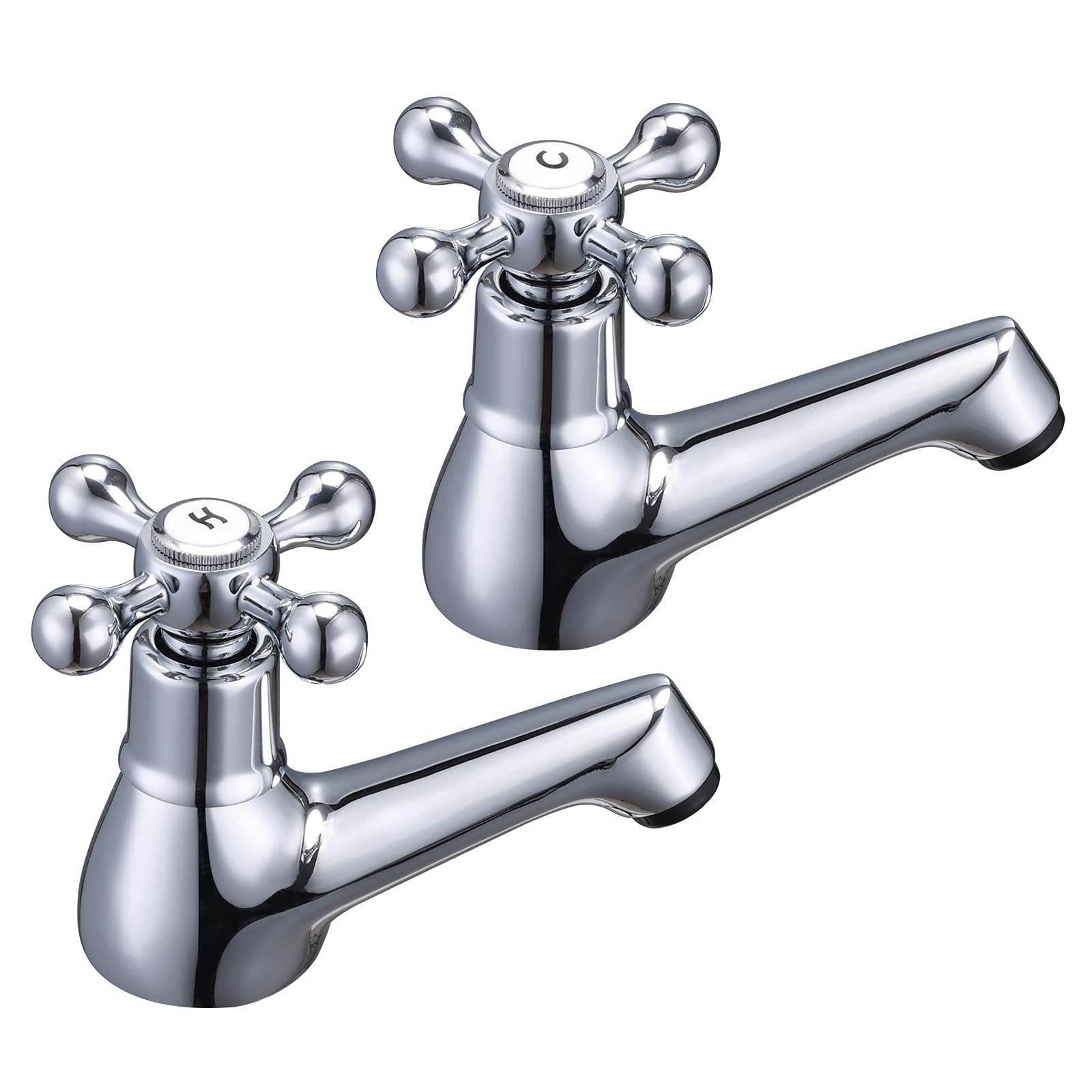Wasserrhythm Basin Taps Pair Bathroom Sink Taps Mixers Victorian Traditional Chrome Brass Cross Lever Wash Basin Tap