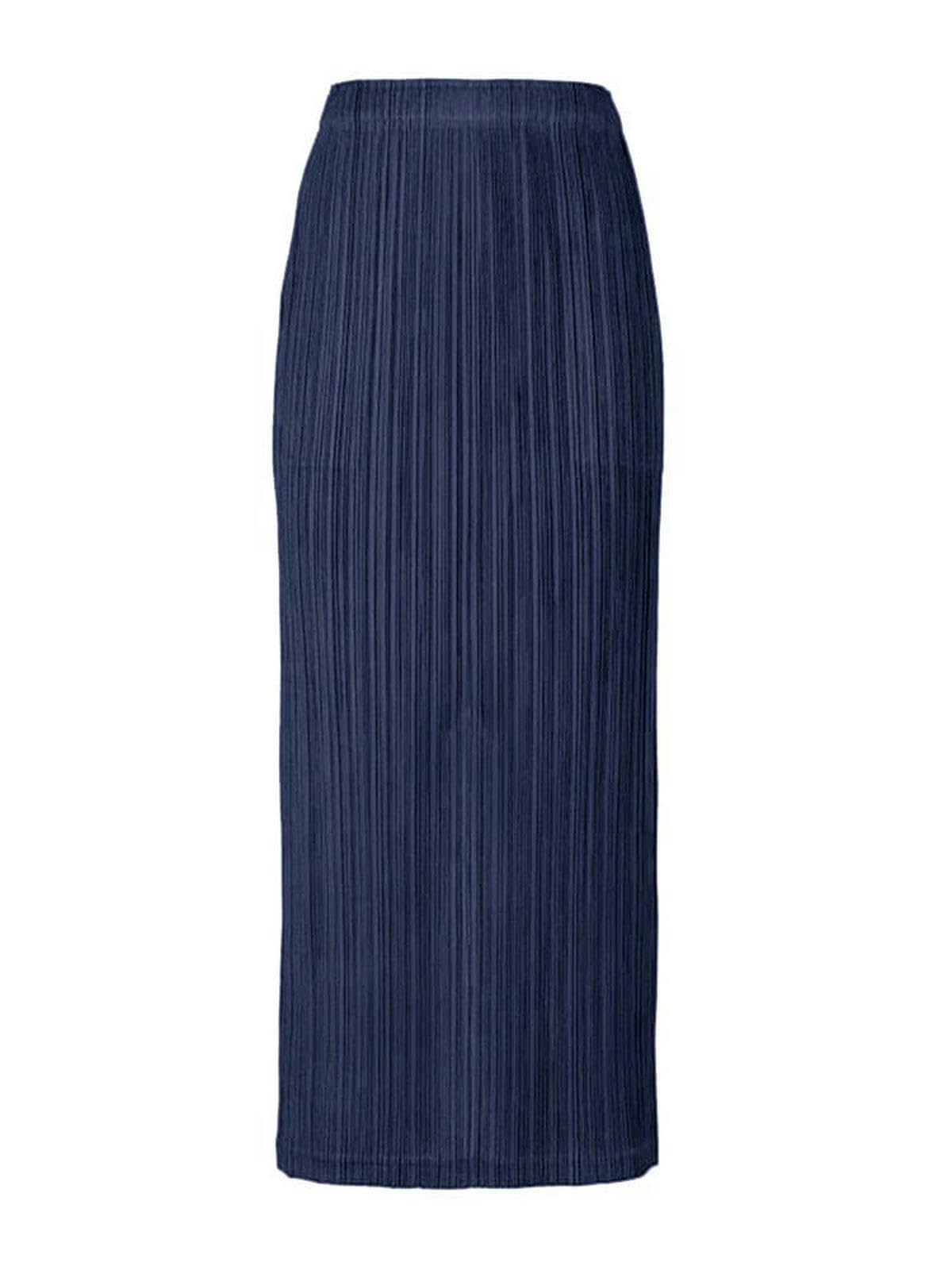 Gonna Lunga Miyake Piegato Donna Moda Stretch Classico Lago Blu A Linea Dritta Gonne Lunghe Stile Causale-Light Green-One Size