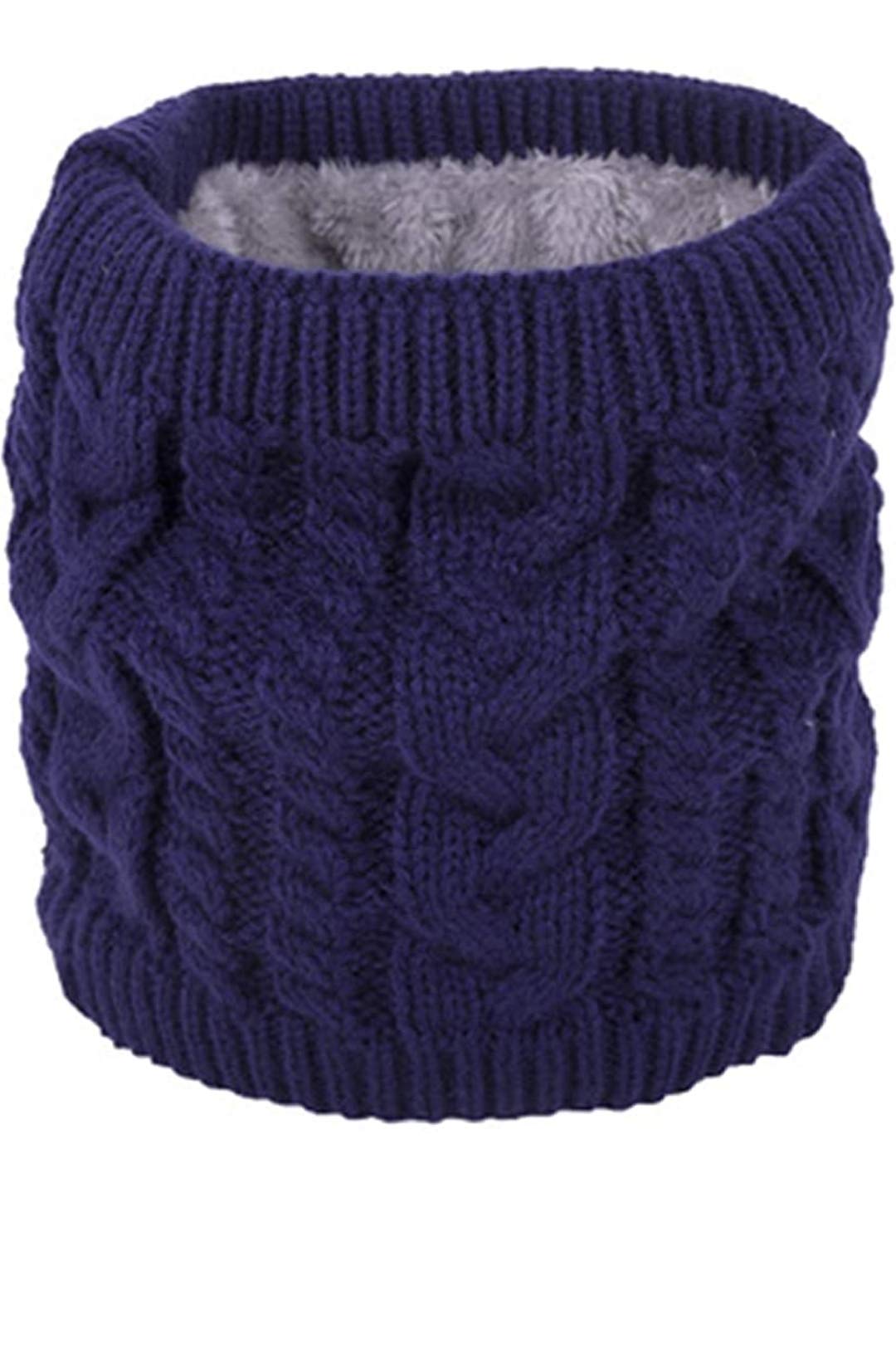 Unisex Double-Layer Soft Fleece Lined Thick Knit Neck Warmer Circle Scarf Windproof_Blue-image-34