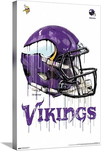 Trends International NFL Minnesota Vikings - Póster de pared con casco de goteo en el número 20, 14.72 x 22.37 pulgadas, lienzo estirado