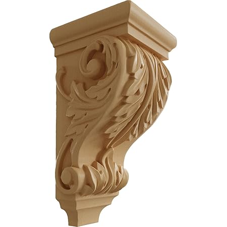 Ekena Millwork CORW05X05X10ACMA 5-Inch W x 5-Inch D x 10-Inch H Medium Acanthus Wood Corbel, Maple