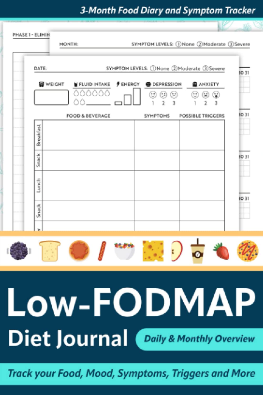 Low-FODMAP Diet Journal: 3-Month Food Diary and Symptom Tracker in 6”x9” size | Blue Paperback – March 11, 2023