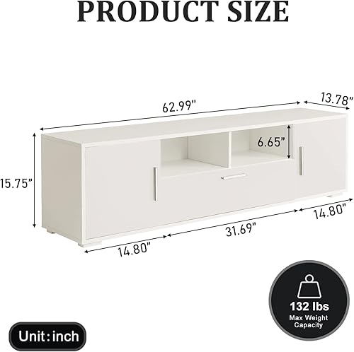 Miniatura 9 de Noskatu Soporte de TV para televisores de hasta 65 pulgadas con cajones de almacenamiento y estantes abiertos centro de entretenimiento con luces