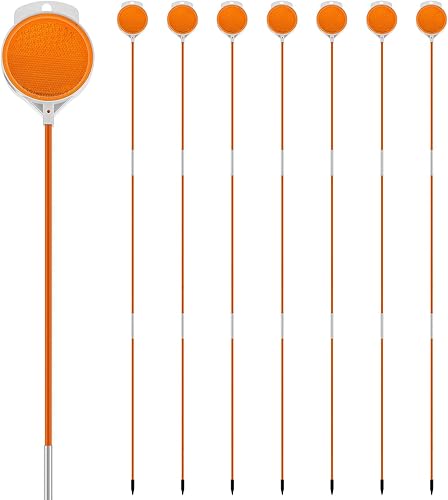 Miniatura 8 de 8 marcadores reflectantes para entrada de vehículos de 48 pulgadas, reflectores de doble cara de fibra de vidrio, estacas de nieve con fácil