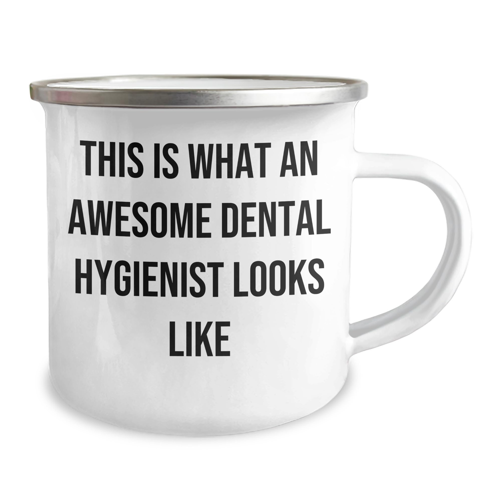 Inspirational Dental Hygienist Gifts - This Is What An Awesome Dental Hygienist Looks Like Enamel Camping Mug for Christmas - Gifts from Friends to Loved Ones