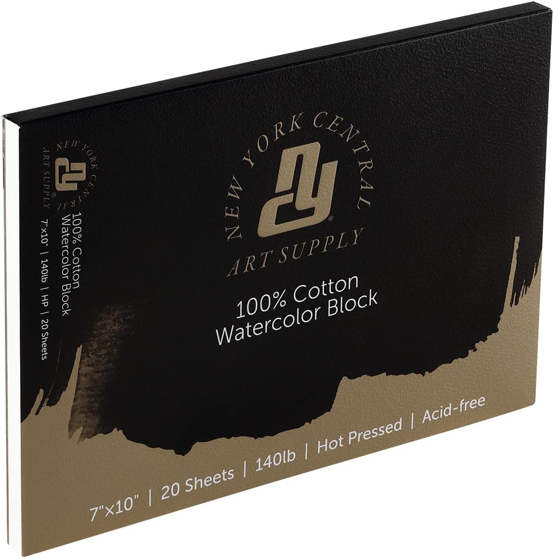 New York Central 100% Cotton Watercolor Paper Blocks 2 Pack 140lb 7x10 - Hot Press Acid-Free Premium Watercolor Paper for Artists, Painting, Water Media, Professionals, & More