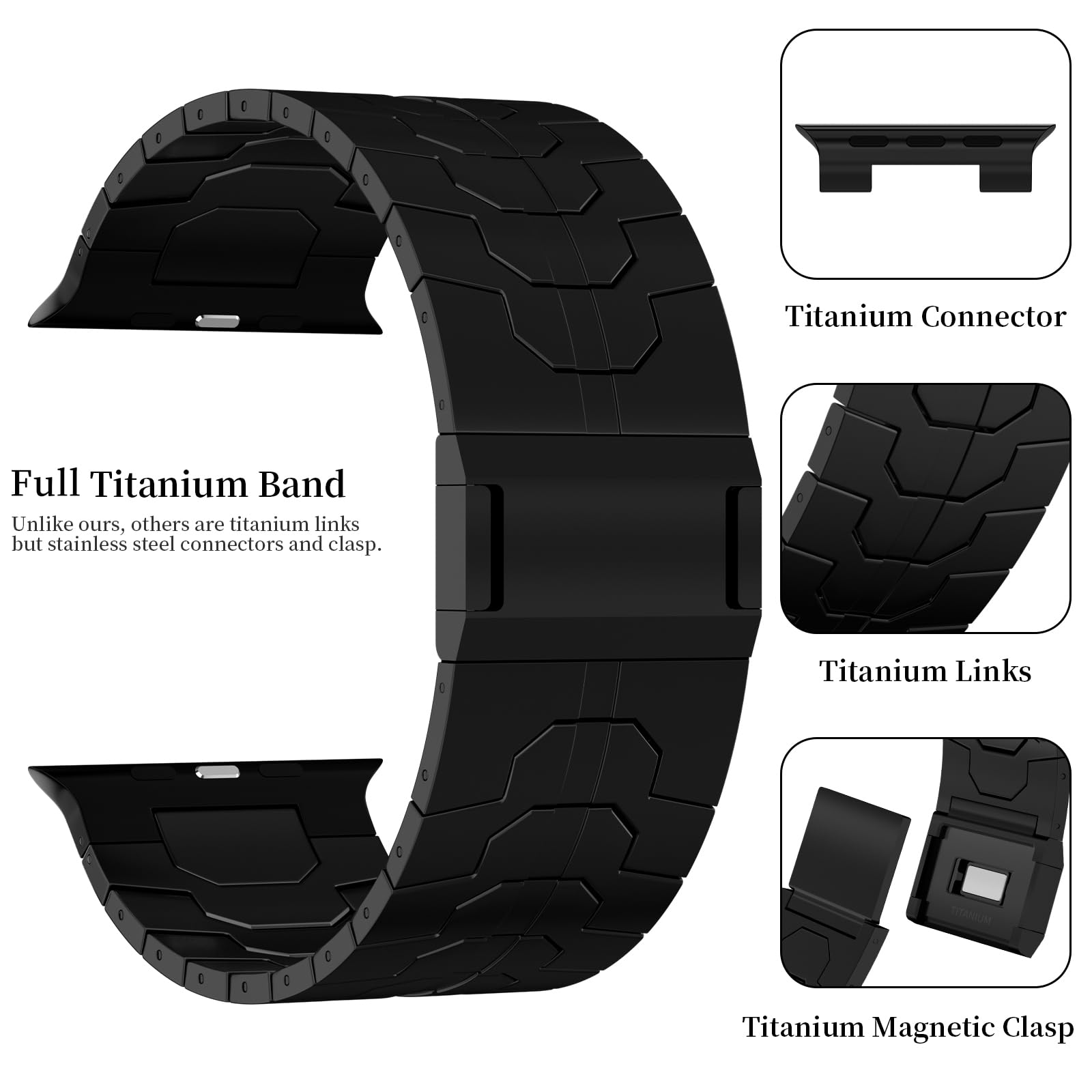ACESTAR Titanarmband für Apple Watch Ultra 49 mm/Serie 10, 46 mm, 26 mm breit, verstellbare Glieder mit Magnetverschluss und DLC-Beschichtung