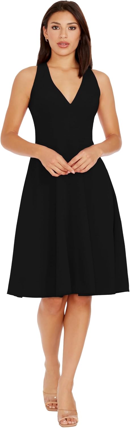 Dress the Population Women's Catalina Solid Sleeveless Fit & Flare Midi Dress