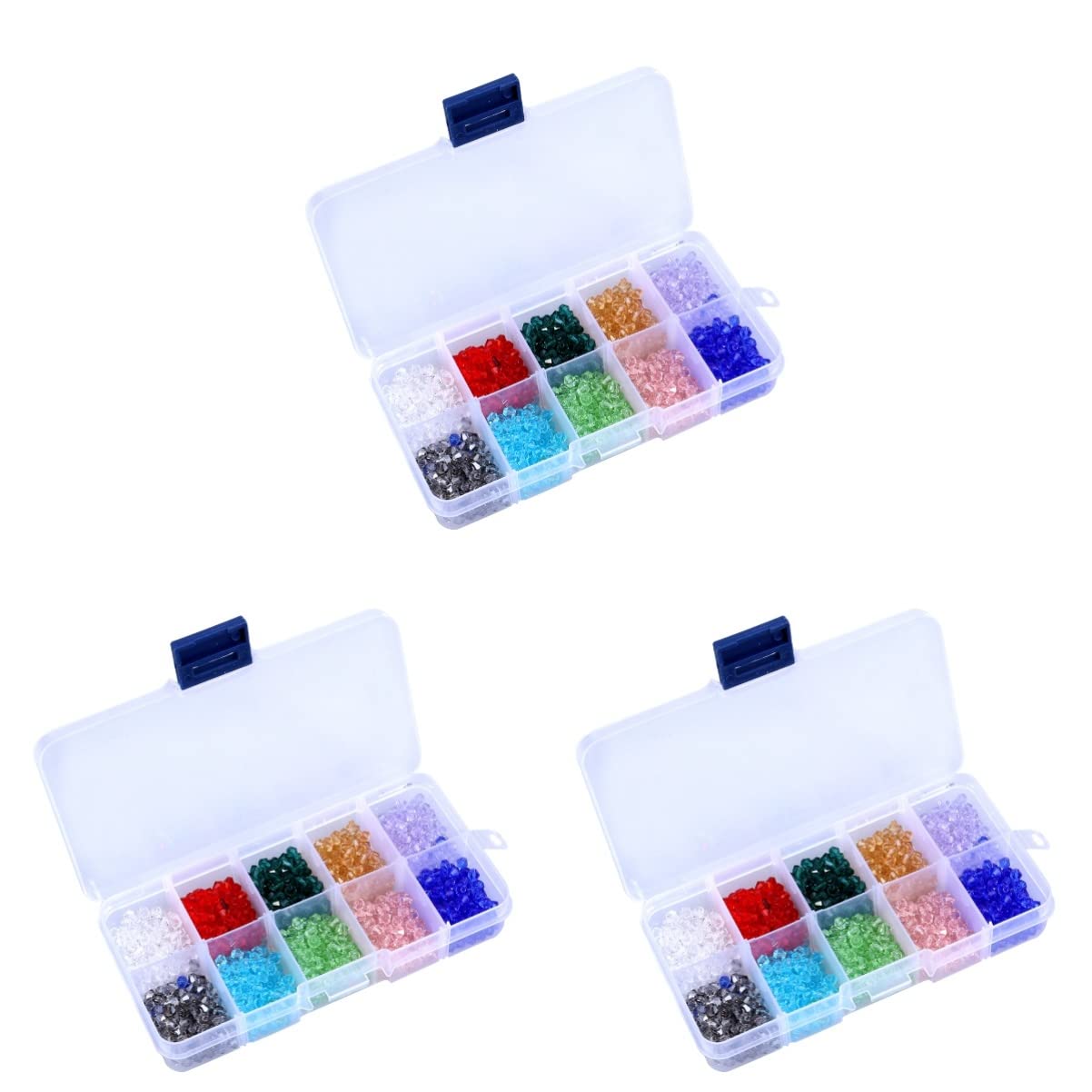 NUOBESTY 3000stücke Kristall-rhombus-perlen Farben Glasperlen Für Schmuckherstellung Für Armbänder Halsketten Und Bastelaccessoires Praktischer Aufbewahrungsbox