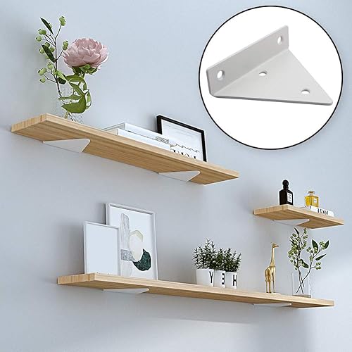 Miniatura 7 de BLZ Soportes industriales flotantes ocultos blancos con tornillos fácil instalación capacidad de rodamiento de 882lbs - 1 par de soporte de ángulo