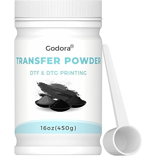 DTF Powder Black Digital Transfer Hot Melt Adhesive, DTF PreTreat Transfer Powder for Black or Dark Colored Garments, DTF Hot Melt Adhesive Powder for All DTF and DTG Printers, 450g - 16oz