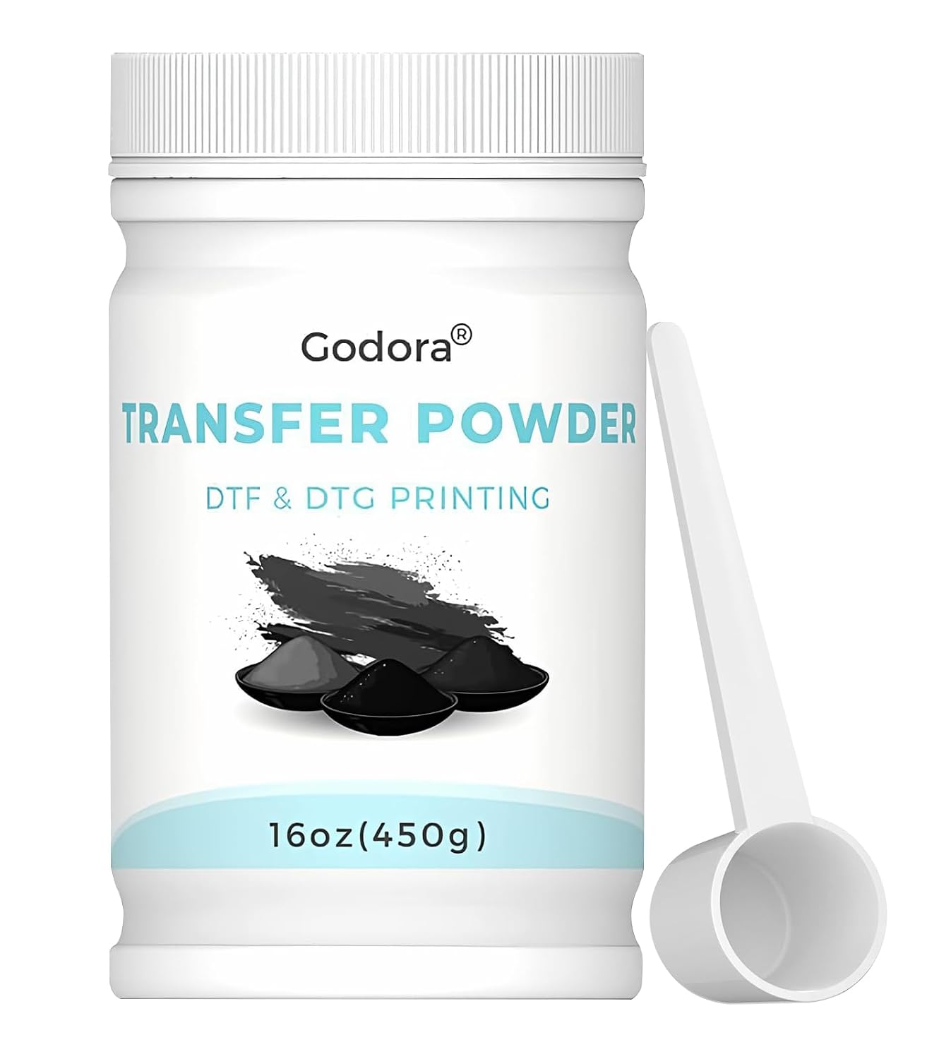 DTF Powder Black Digital Transfer Hot Melt Adhesive, DTF PreTreat Transfer Powder for Black or Dark Colored Garments, DTF Hot Melt Adhesive Powder for All DTF and DTG Printers, 450g - 16oz