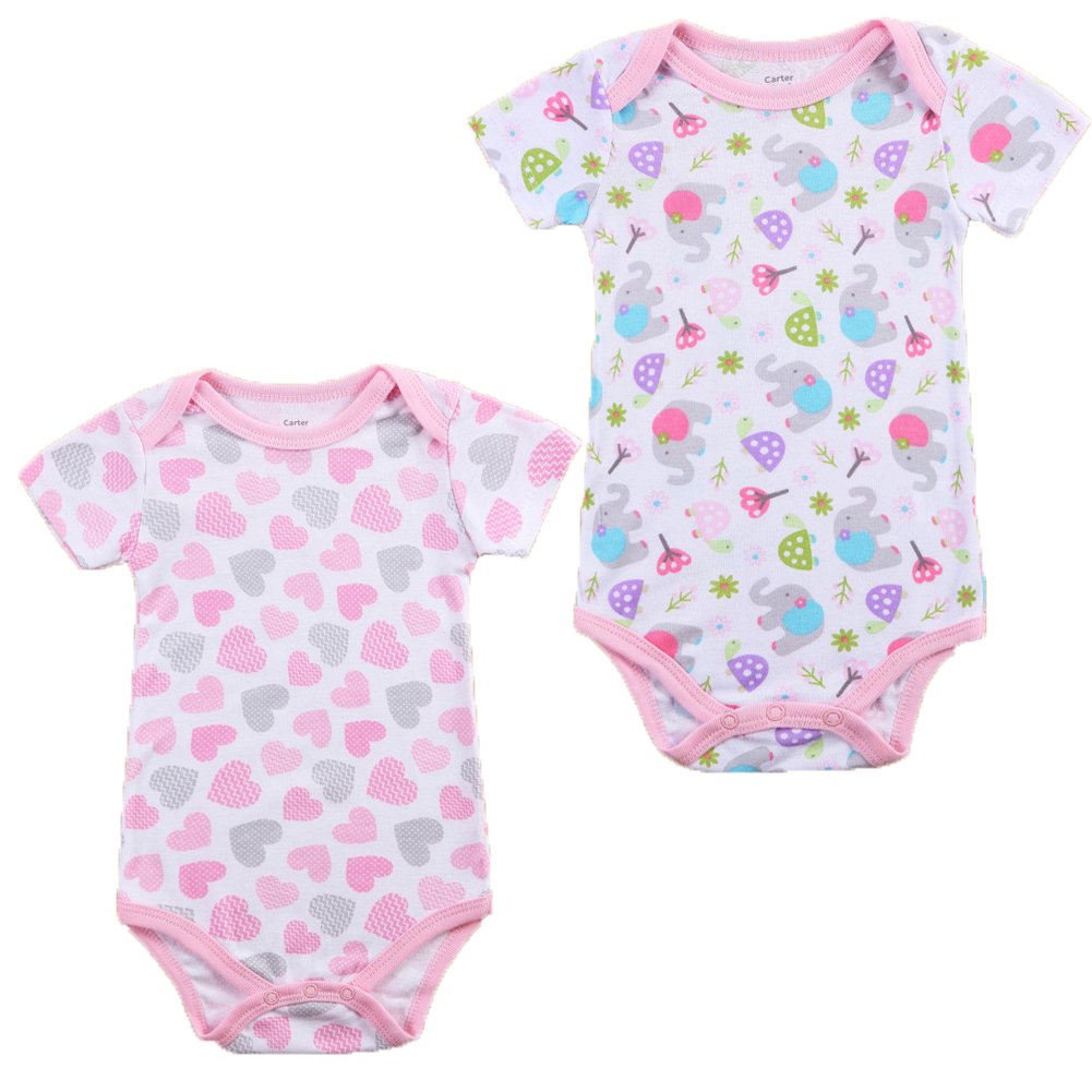 MonvecleUnisex Baby 2pcs Lap Shoulder Short Sleeve Onesie Cotton Bodysuits