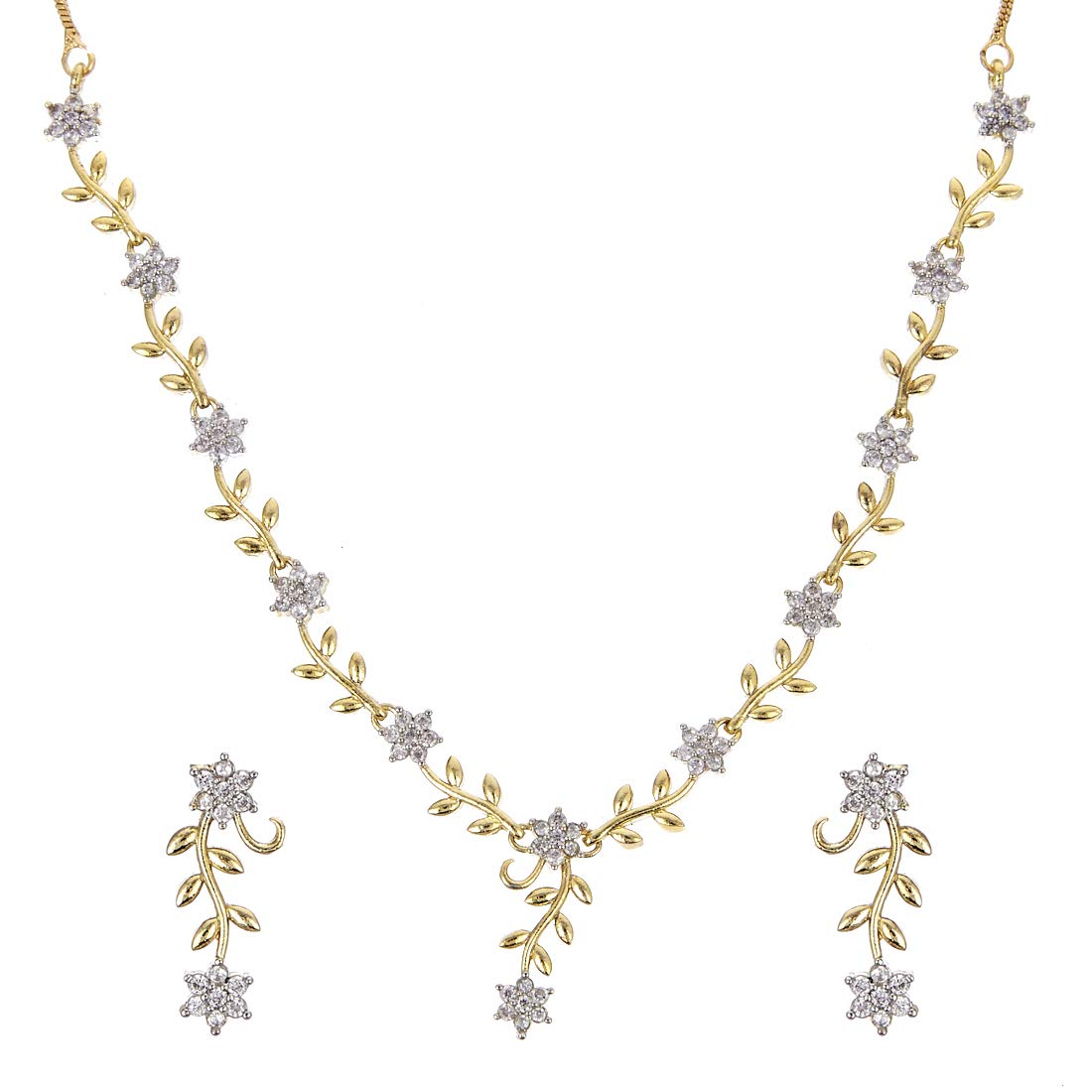 KENNICE Jewellery Set Sparkling CZ Diamond Leafy Design Necklace With Earrings For Women And Girls (B09CV79DN4) Amazon Price History, Amazon Price Tracker