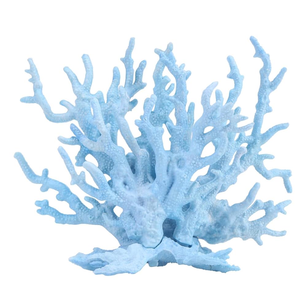 Senda Artificial Aquarium Coral Decoration, Simulation Coral Reef Ornaments Resin Underwater Marine Plants Fish Tank Decor for Aquarium Fish Tank Landscape (Blue)
