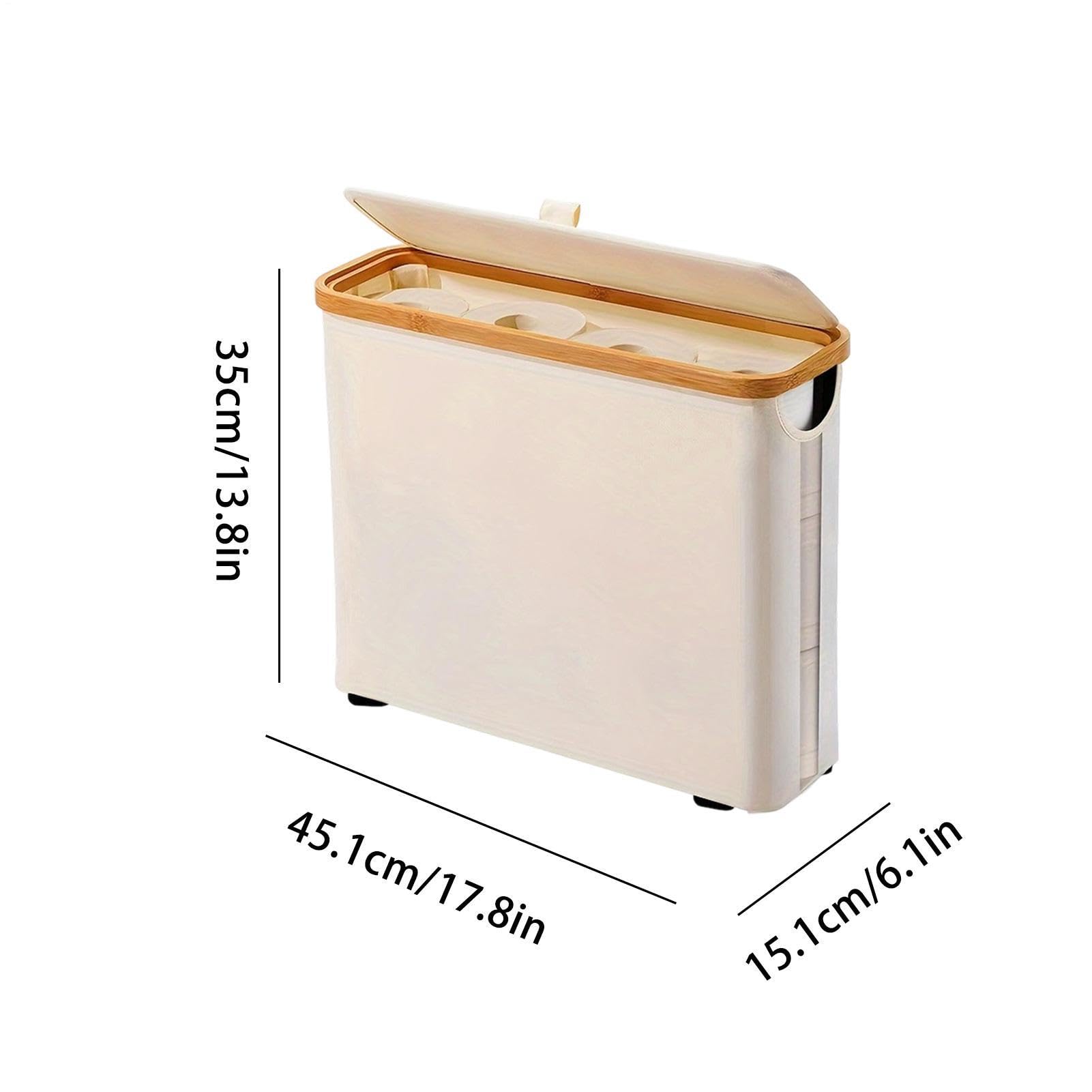 Cestino per Carta Igienica | Organizzatore Pieghevole Autoportante | Contenitore per Rotoli con Coperchio e Manico | Per Fino A 12 Rotoli Casa Bagno Soggiorno Lavanderia