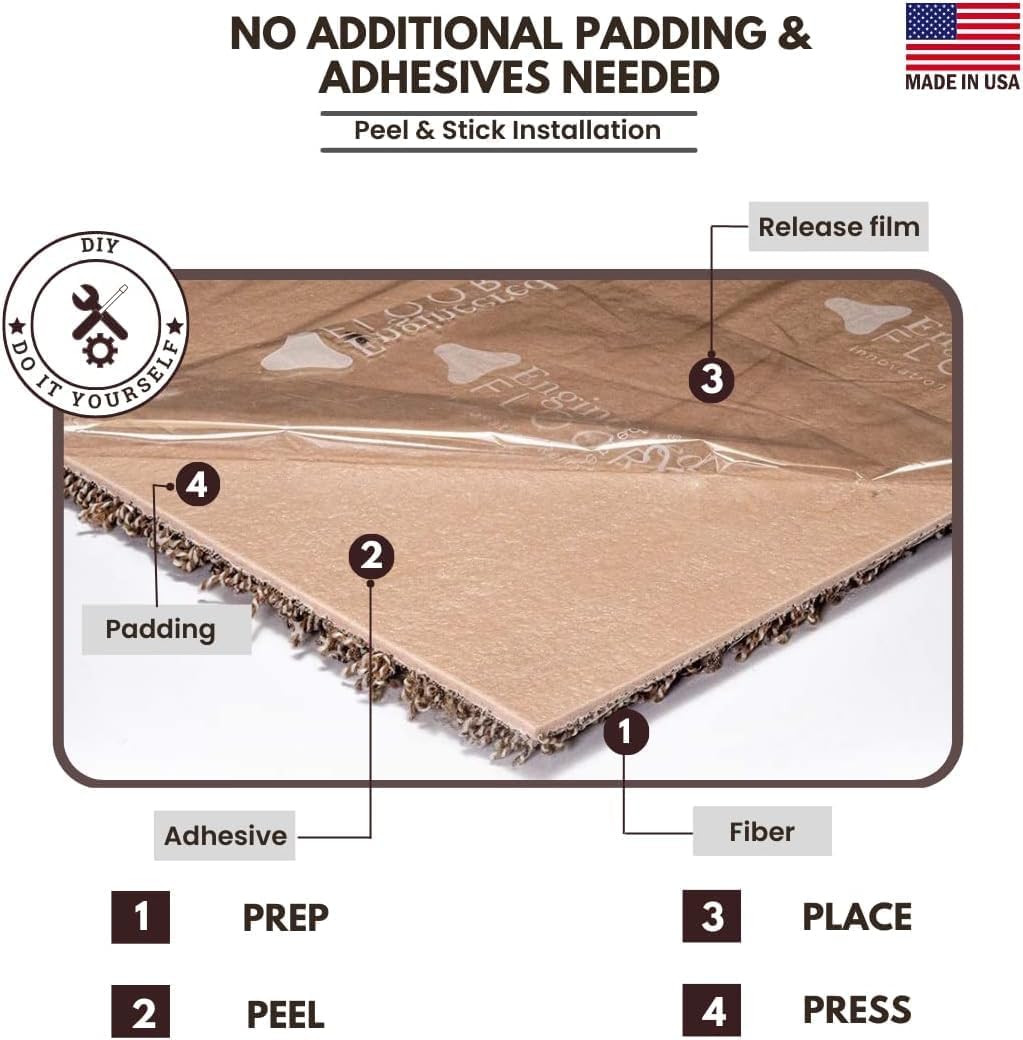 Smart Squares in A Snap Premium Plush Carpet Tiles, Made in USA – 18x18 Peel and Stick Floor Tiles with Attached Padding – Seamless DIY Carpet Squares (22.5 Sq Ft, 10 Pack, 537 Crystal)