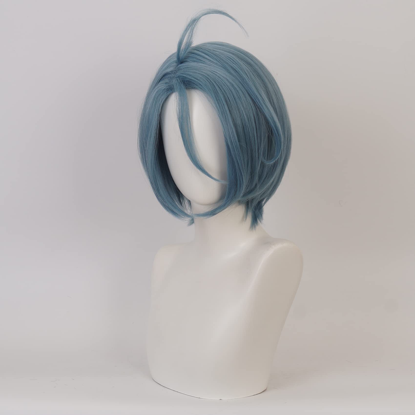 Blue Short Straight Wig for Anime with Heat Resistant Fiber Synthetic for Women Men Halloween Comic Con Cos Role Replacement Wigs - Image 4