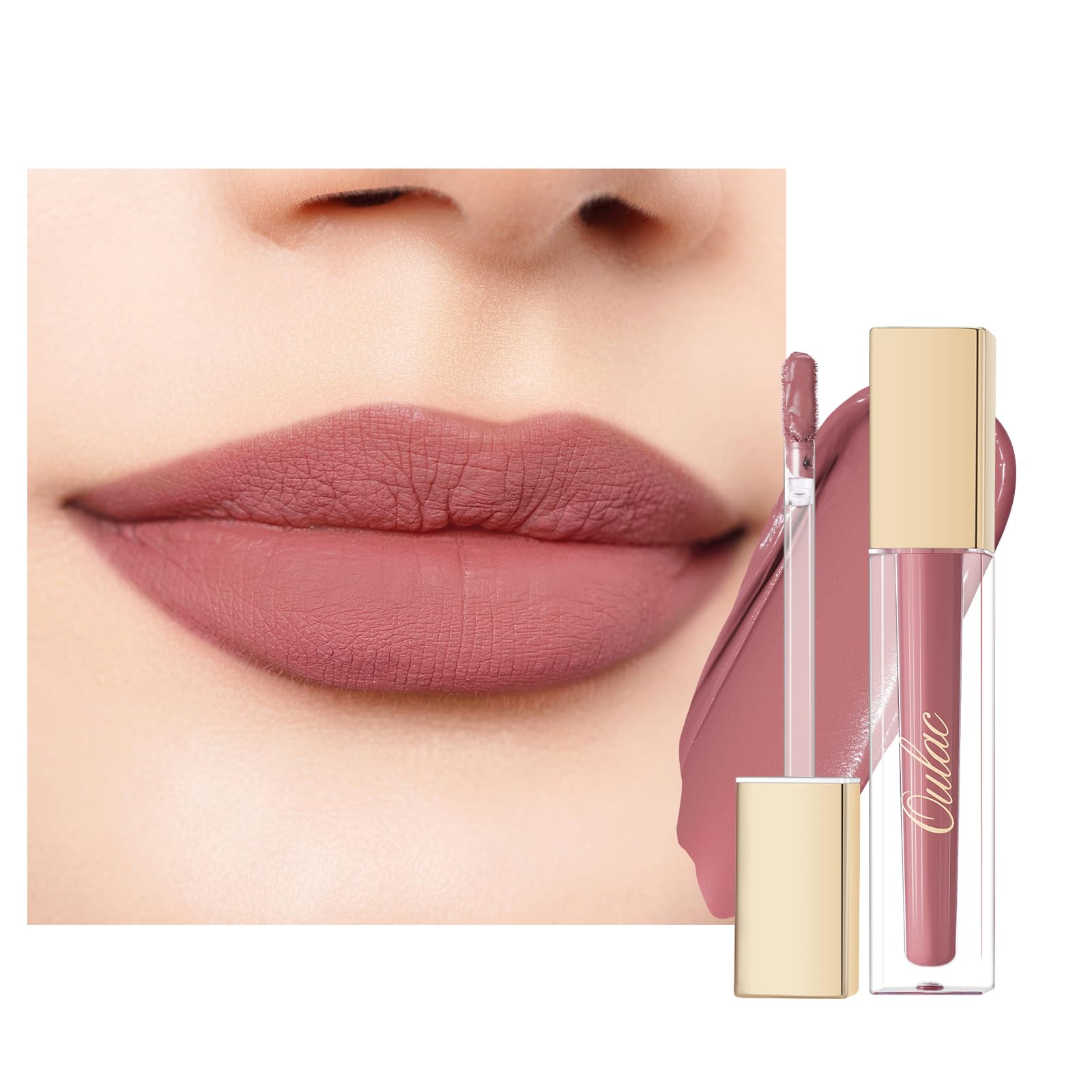 Oulac Flüssiger Matt Lippenstift, Rosa Lippenstifte, Langanhaltend mit Kussechter, Intensiver Farbabgabe, präzisem Applikator, Mattem Finish, Vegan Clean Beauty, 4,5 ml M26 Soft Kiss