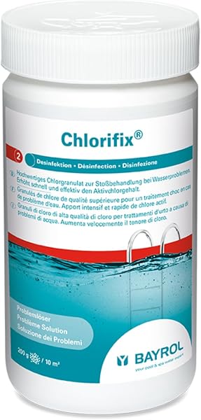 BAYROL Chlorifix® 5 kg - Chlore Choc Piscine Granulés - Désinfection Rapide Eau Verte et Trouble - N'Influence Pas Le pH - Compatible Tous Revêtements - 4