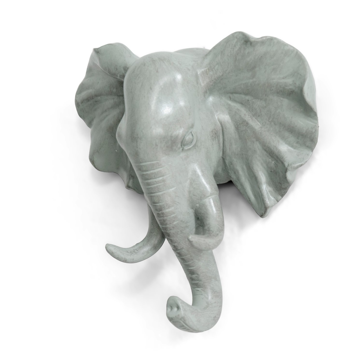 Elephant Head Single Wall Hook / Hanger Animal shaped Coat Hat Hook Heavy Duty, Rustic,Recycled, Decorative Gift , Grey by Herngee-1