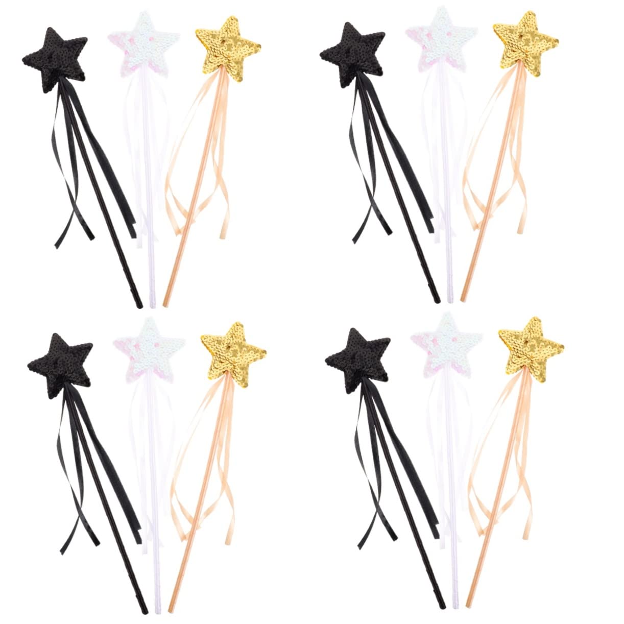 CIYODO Set De 3 Varitas Mágicas Con Lentejuelas – Estrella Amarilla Para Hadas, Fiestas Y Disfraces, 35 Cm De Largo