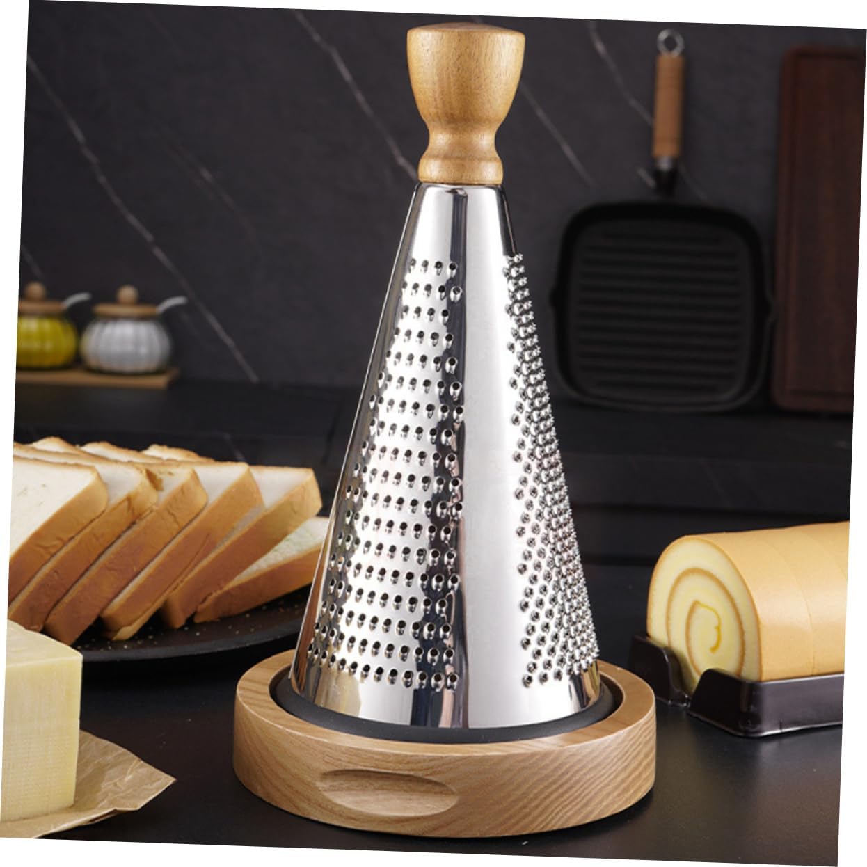 Professional Design Cheese Grater Home Restaurant Use Stainless Steel Wood Handle for Safe Shaving