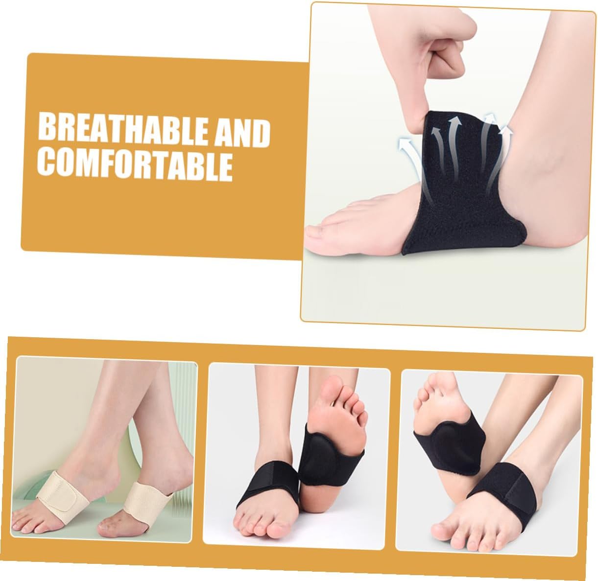 2 Pairs Gel Arch Support Insoles for Flat Feet and High Arches Breathable Forefoot Metatarsal Pads with Shock Absorption Washable Sleeves for Men and Women Relief
