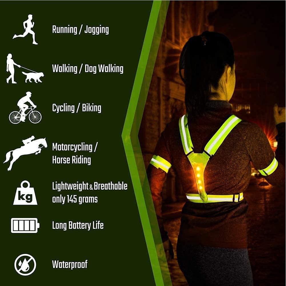 JJJ Gilet réfléchissant LED, Gilet réfléchissant Gilet Haute visibilité Gilet de sécurité réglable for la sécurité extérieure for la Nuit en Marche à la Moto Cyclisme et Chien de Marche de Chien