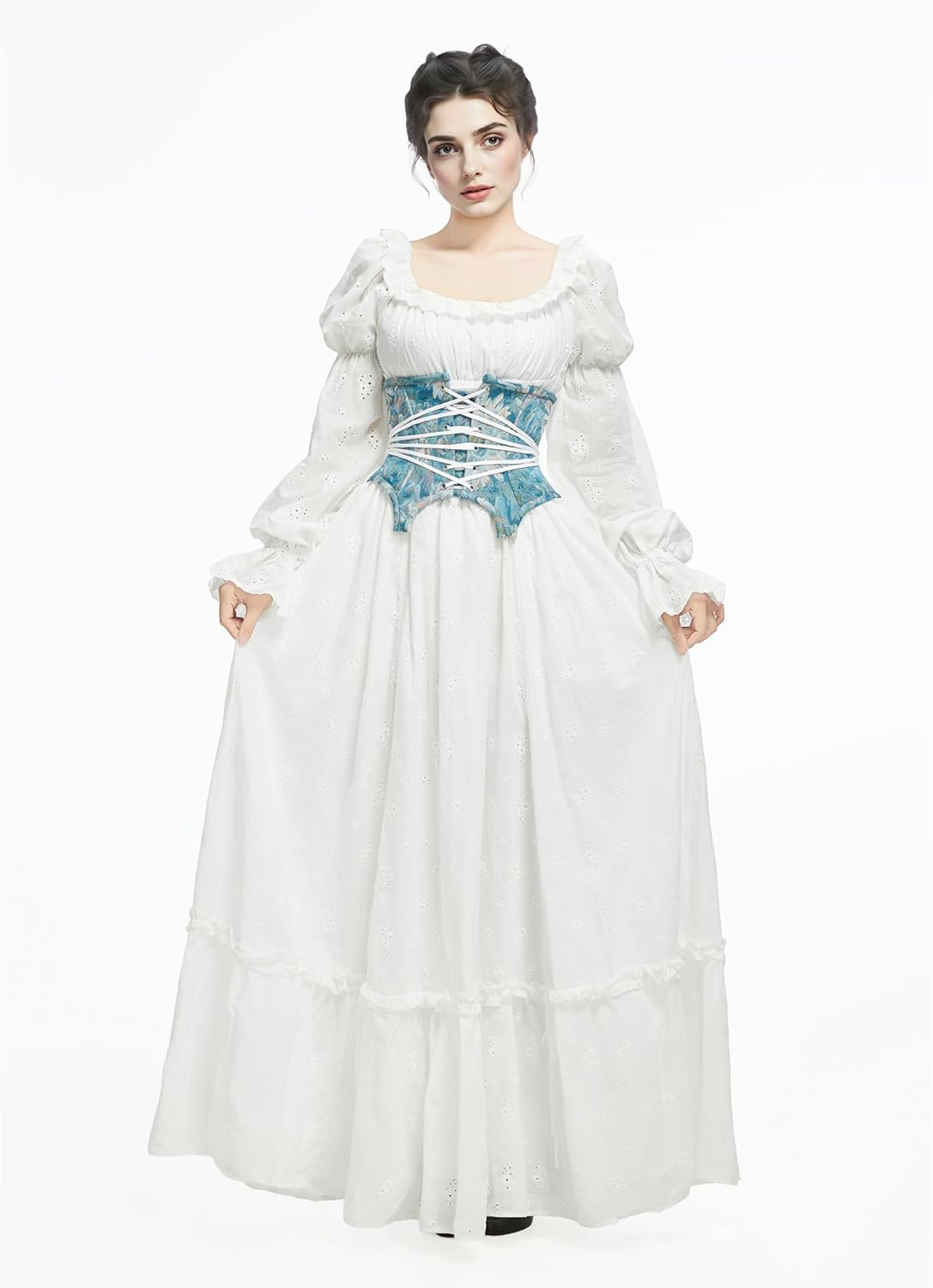 miccostumes Women's Victorian Dress Medieval Renaissance Costume Classic Edwardian Ruffle Fairy Corset Dress Fake two pieces - Image 3