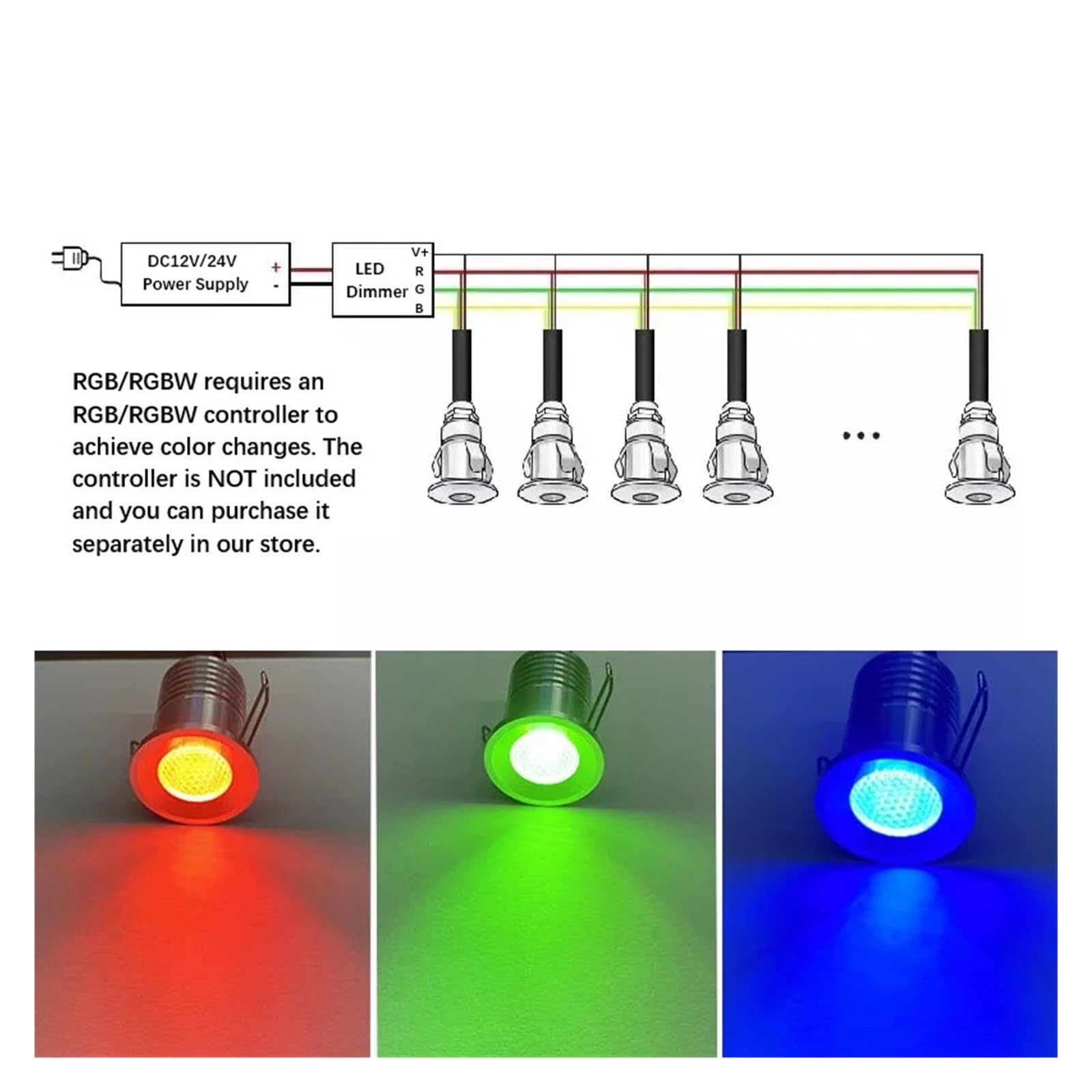 Wodoodporny mini projektor Led 12 V, 24 V, wbudowane oświetlenie sufitowe, możliwość ściemniania, do szafki łazienkowej, sauny, RGB RGBW 3W, (zimna biel, 12 V wodoodporna)