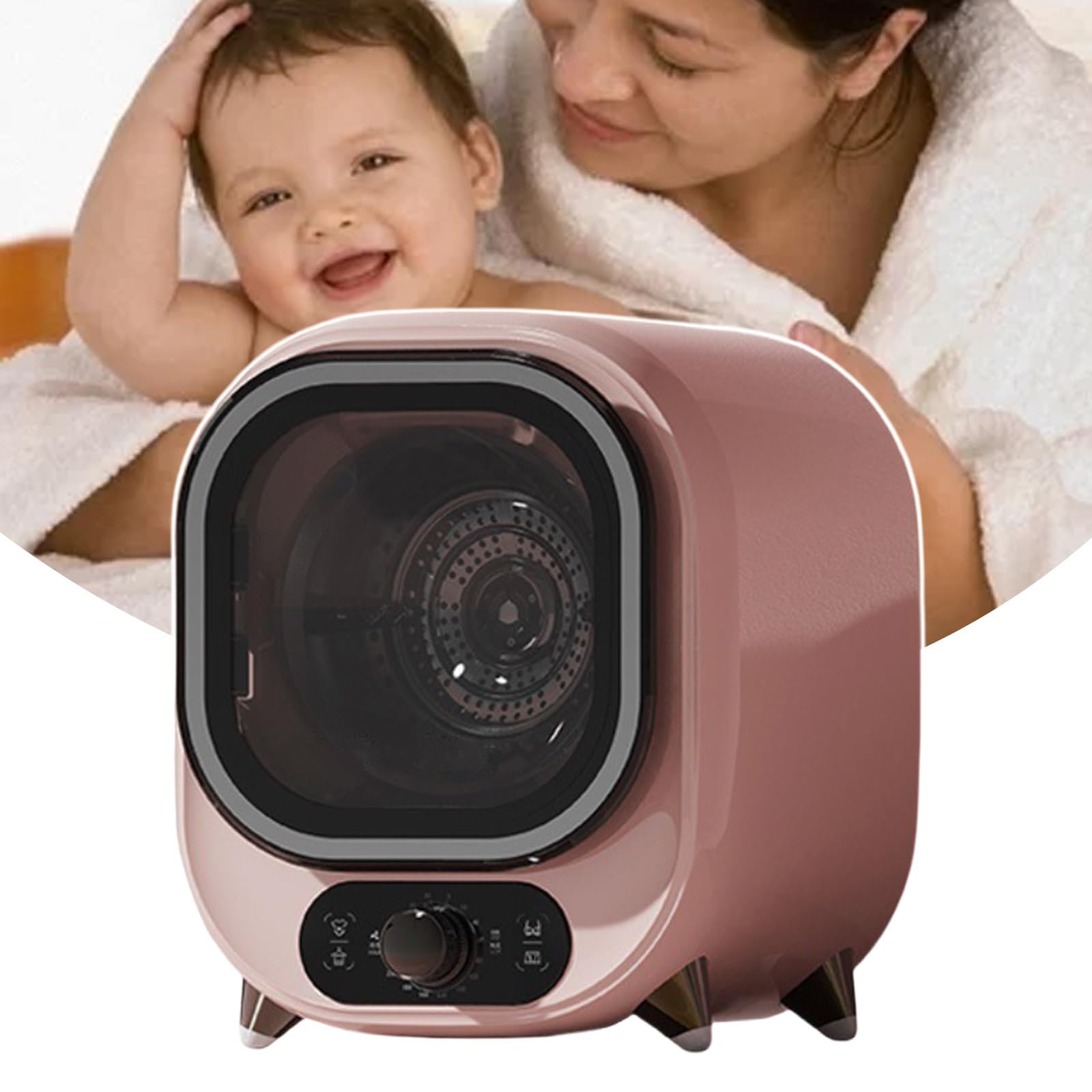 Asciugatrice Compatta Automatica per Bucato, capacità 0,8 kg, Asciugatrice Ventilata per Bucato, Timer: Asciugatura Ad Aria Fredda 0-80 Min/Asciugatura Ad Aria Calda 0-200 Min,Pink