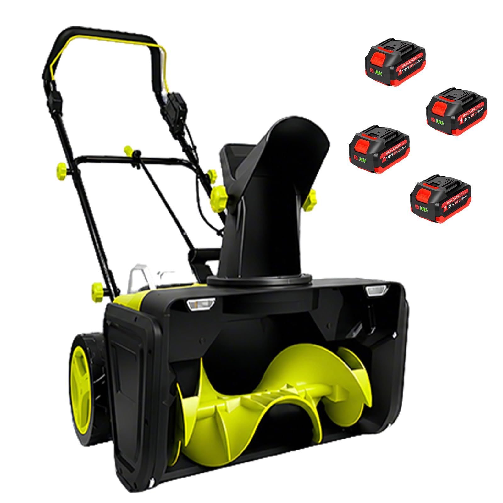 Spalaneve Elettrico Senza Fili 40V Litio, Spazzaneve Piccolo con Motore Brushless 3500W, 50cm Larghezza, LED per Uso Notturno, Rimuovere la Neve al Mattino in tarda Serata 4Batteries