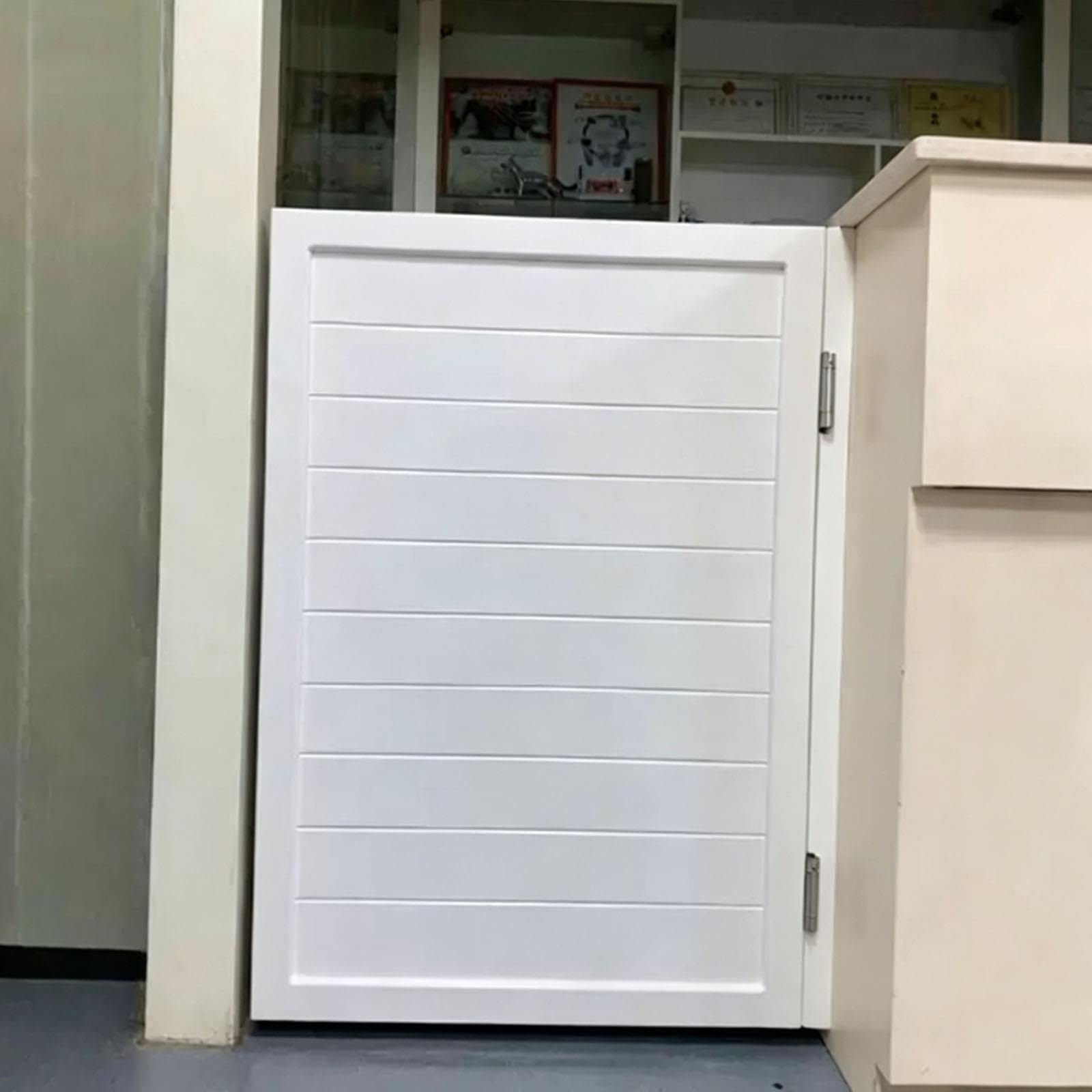 Porte battante blanche, porte intérieure battante en pin pour cloison | Barrière pour chien pour bar, cuisine, couloir, style cowboy, design renforcé(B,W90xH90CM)