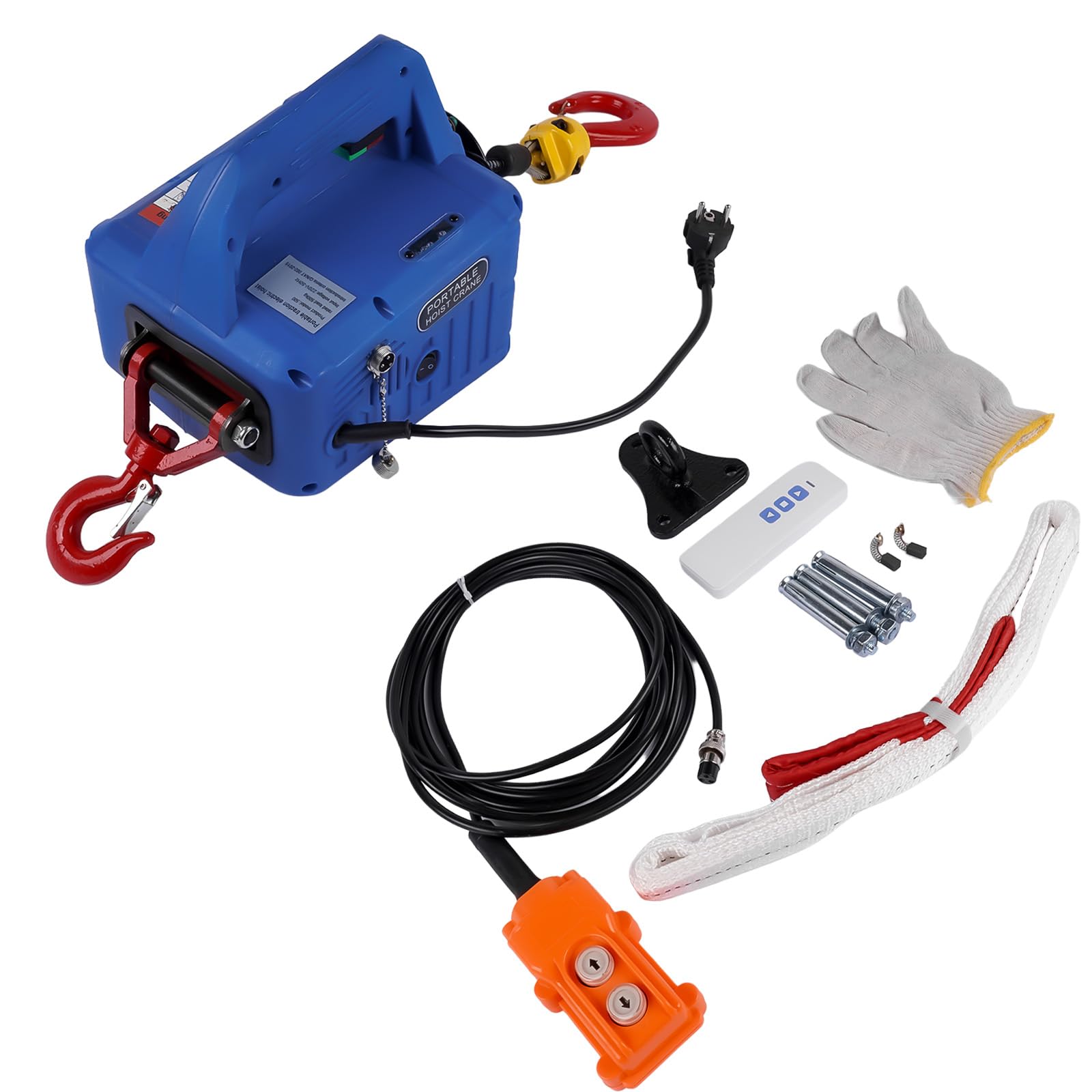 Cabrestante eléctrico de 230 V con mando a distancia inalámbrico, 500 kg, 7,6 m, altura máxima de elevación, velocidad de elevación 4,8 m/min, 1500 W GLOSSY AUTO PARTS