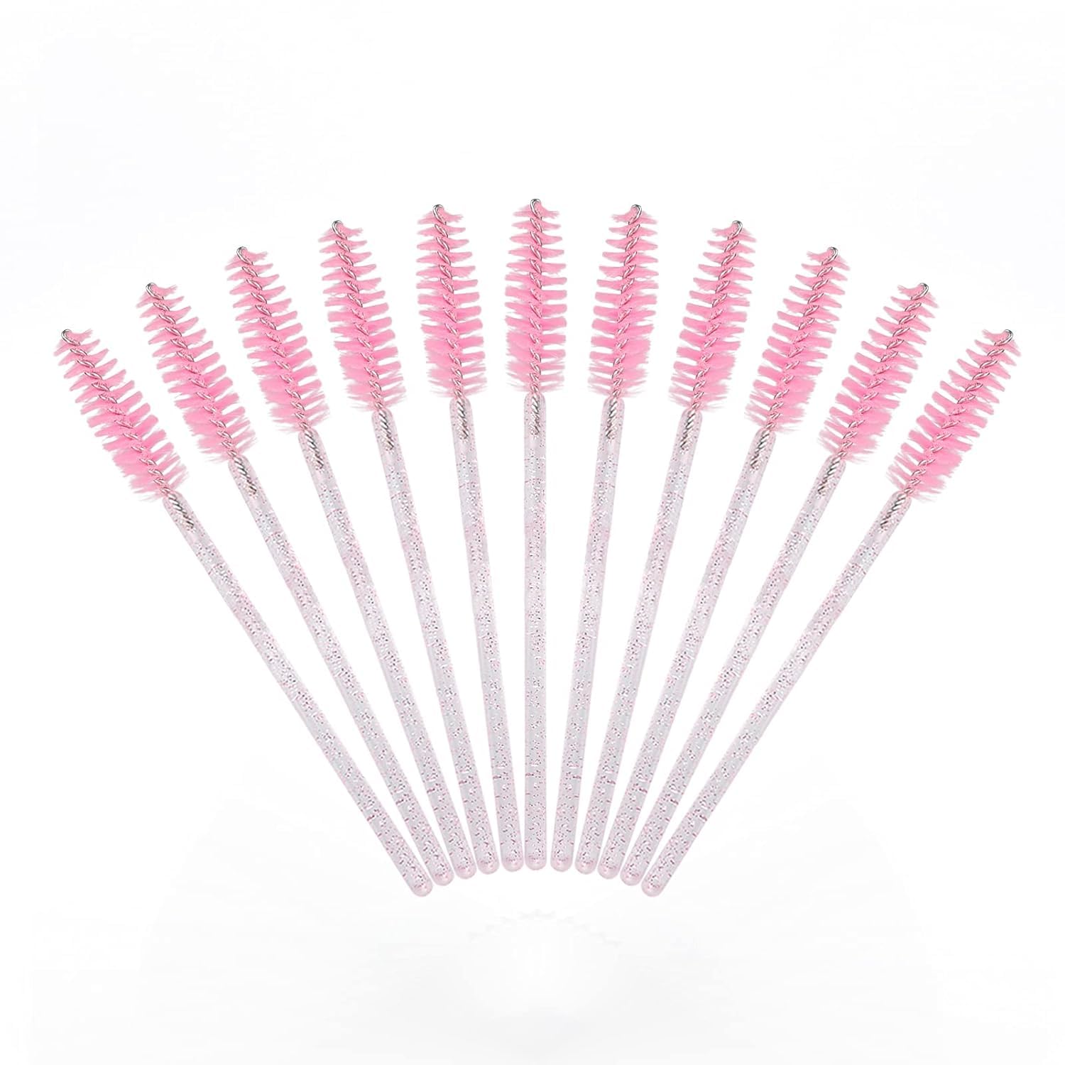 VOIISH 50 Pcs Mascara Wands Disposable Eyelash Brushes for Extensionss Eye Lash Applicator Makeup Tool Crystal Light Pink-image-35
