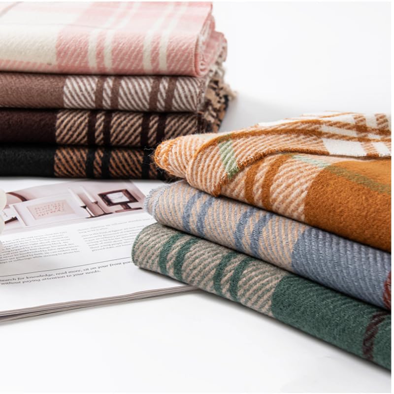 Scarf 2 Piezas De Bufandas De Punto Grueso Y Suave Con Borlas A Cuadros Para Hombres Y Mujeres En Otoño E Invierno