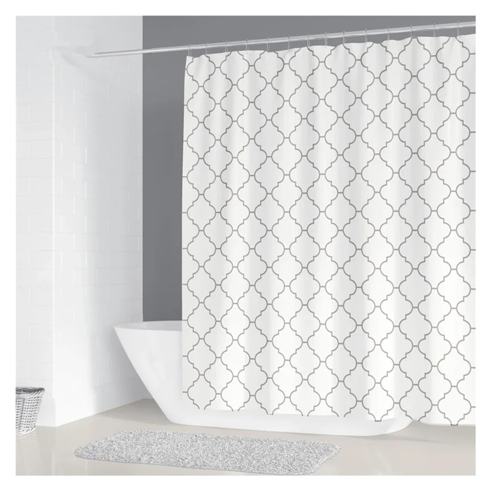 Cortina De Ducha Cortina de Ducha Impermeable for baño, 200 x 180 cm, con Estampado geométrico Simple, de poliéster, for decoración del hogar, con 12 Ganchos(4,W180xH240cm)