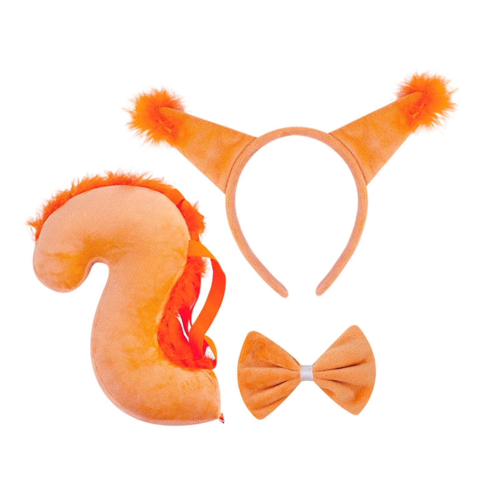 Stxdynjy 3 Pieces Squirrel Costume Set Complete Fancy Dress Kit with Ears Tail And Bow Tie Made of Comfortable Suitable As A Gift for, orange