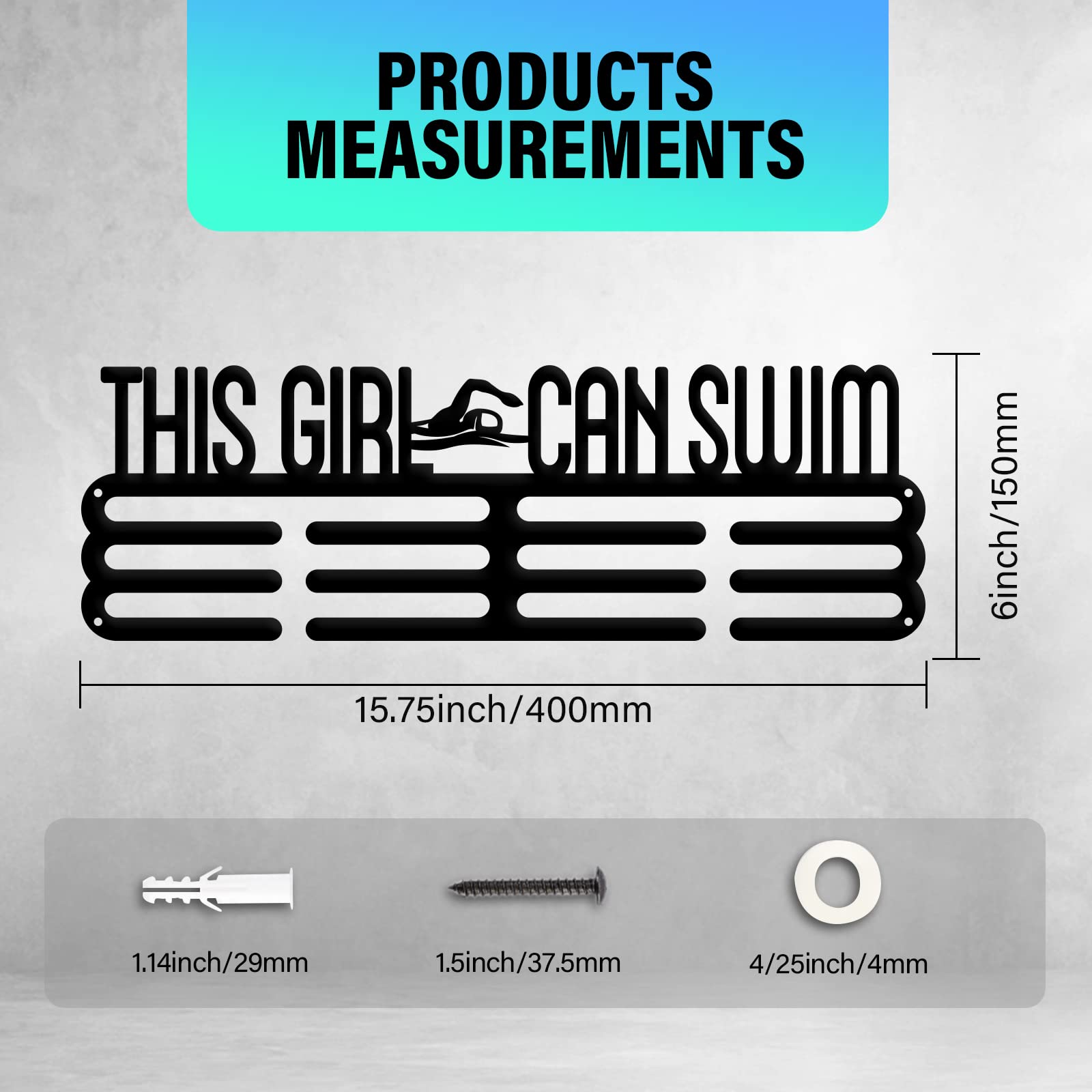 PH PandaHall Medal Holder Display Swimming Medal Hanger Award Ribbon Hanger 3 Lines Trophy Shelf Awards Ribbon Cheer Gymnastics Sport Award Rack Wall Mount Metal Frame for Over 50 Medals