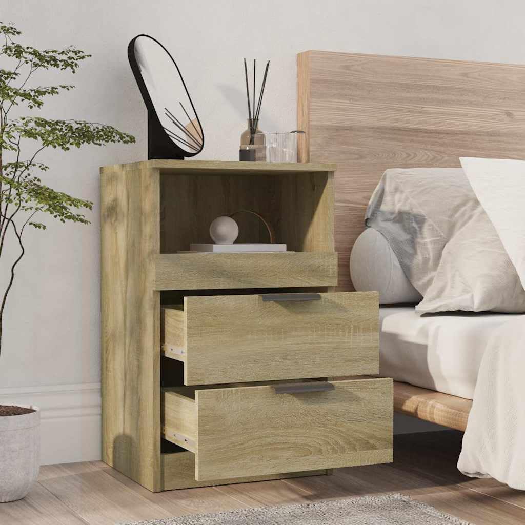 Zeitloser Nachttisch mit 2 Schubladen und Fach | Hochwertiger Holzwerkstoff mit feuchtigkeitsbeständiger Oberfläche | Stabiles Design für Schlafzimmer und Wohnbereich