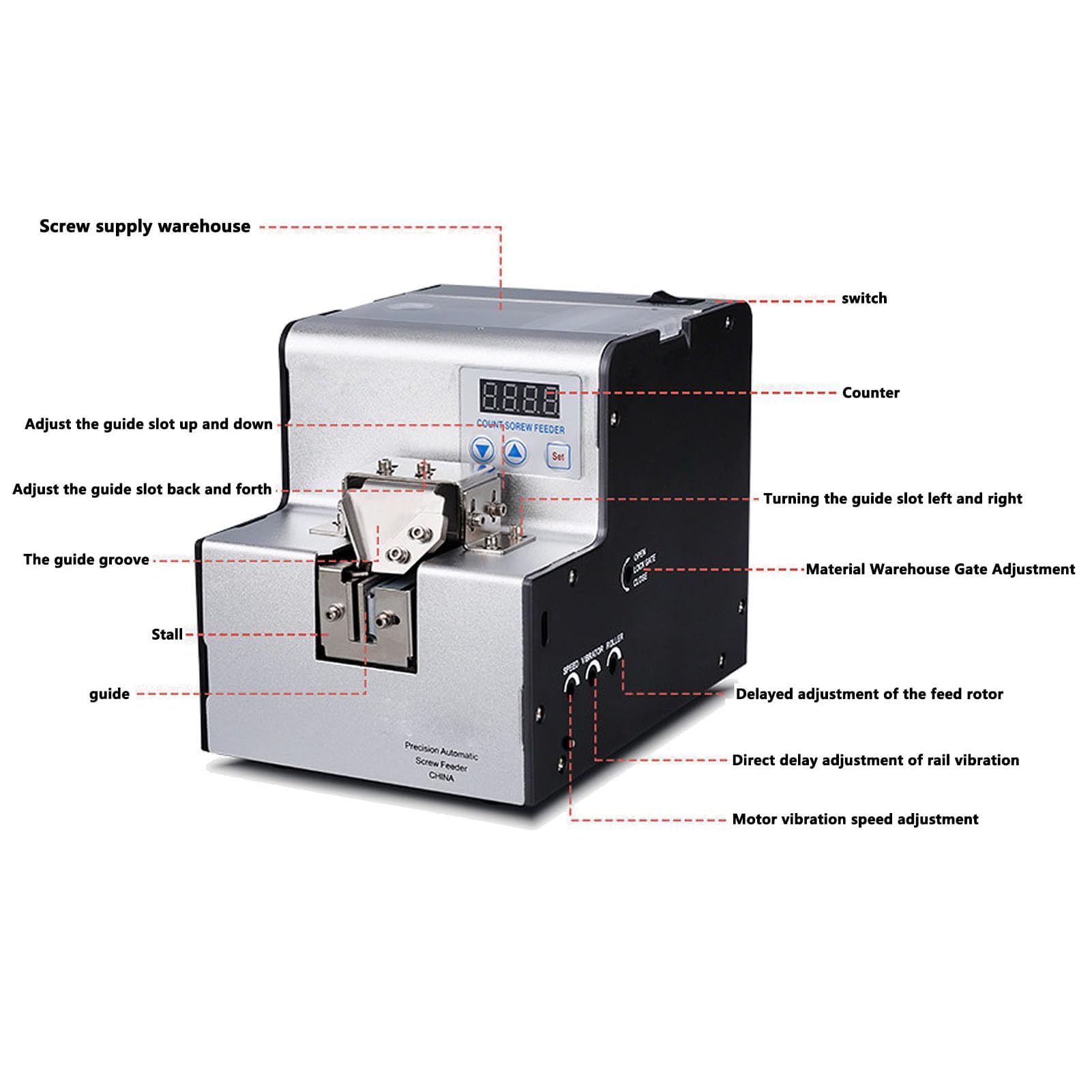 Alimentador automático de tornillos, máquina de disposición de tornillos orbitales ajustables para embalaje industrial, solución de automatización de tornillos eficiente y versátil