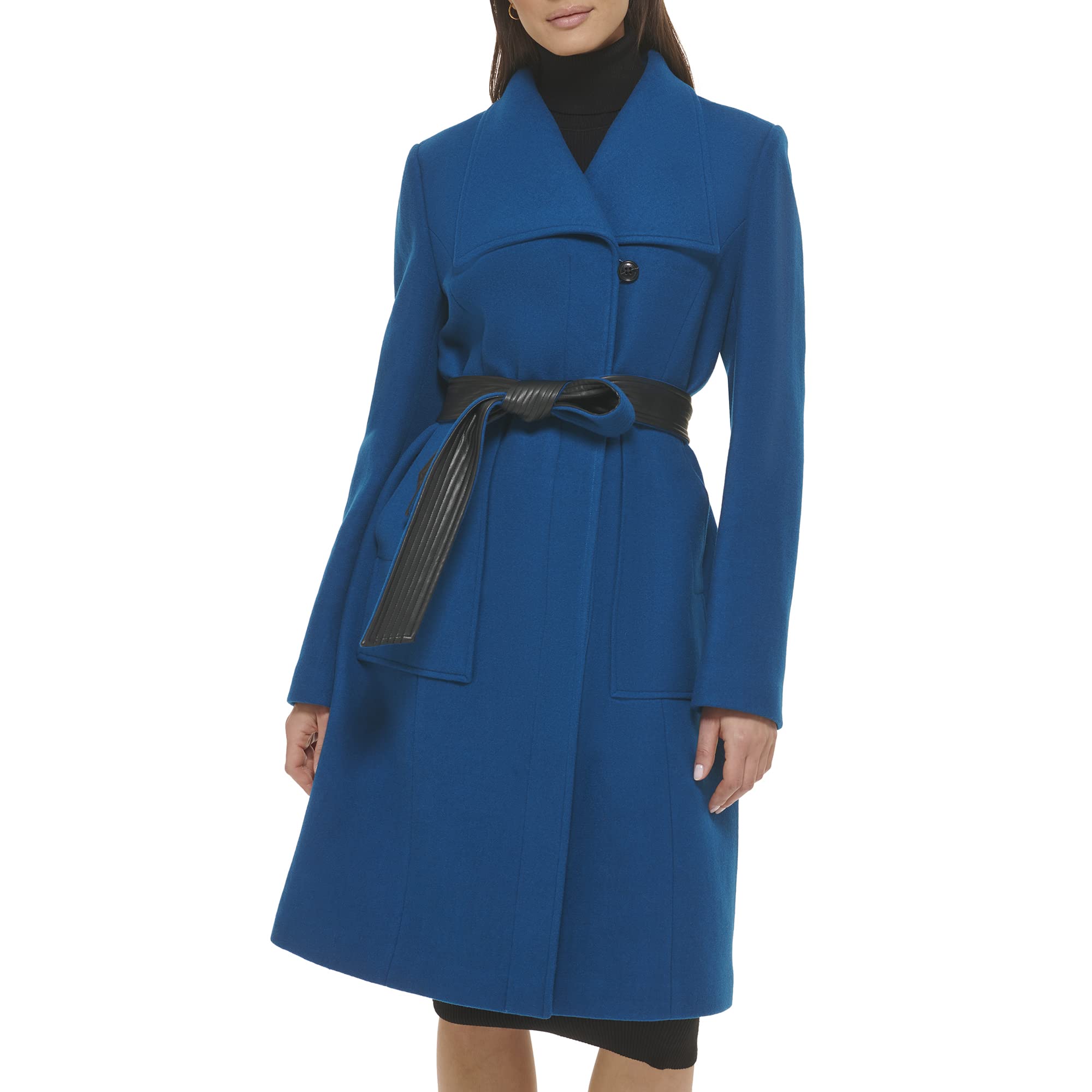Cole Haan Women's Belted Coat Wool With Cuff Details