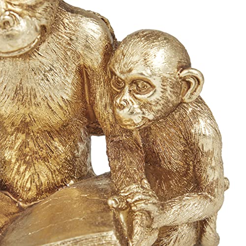 Deco 79 Polystone Monkey Sculpture, 9" X 6" X 7", Gold #TOP3